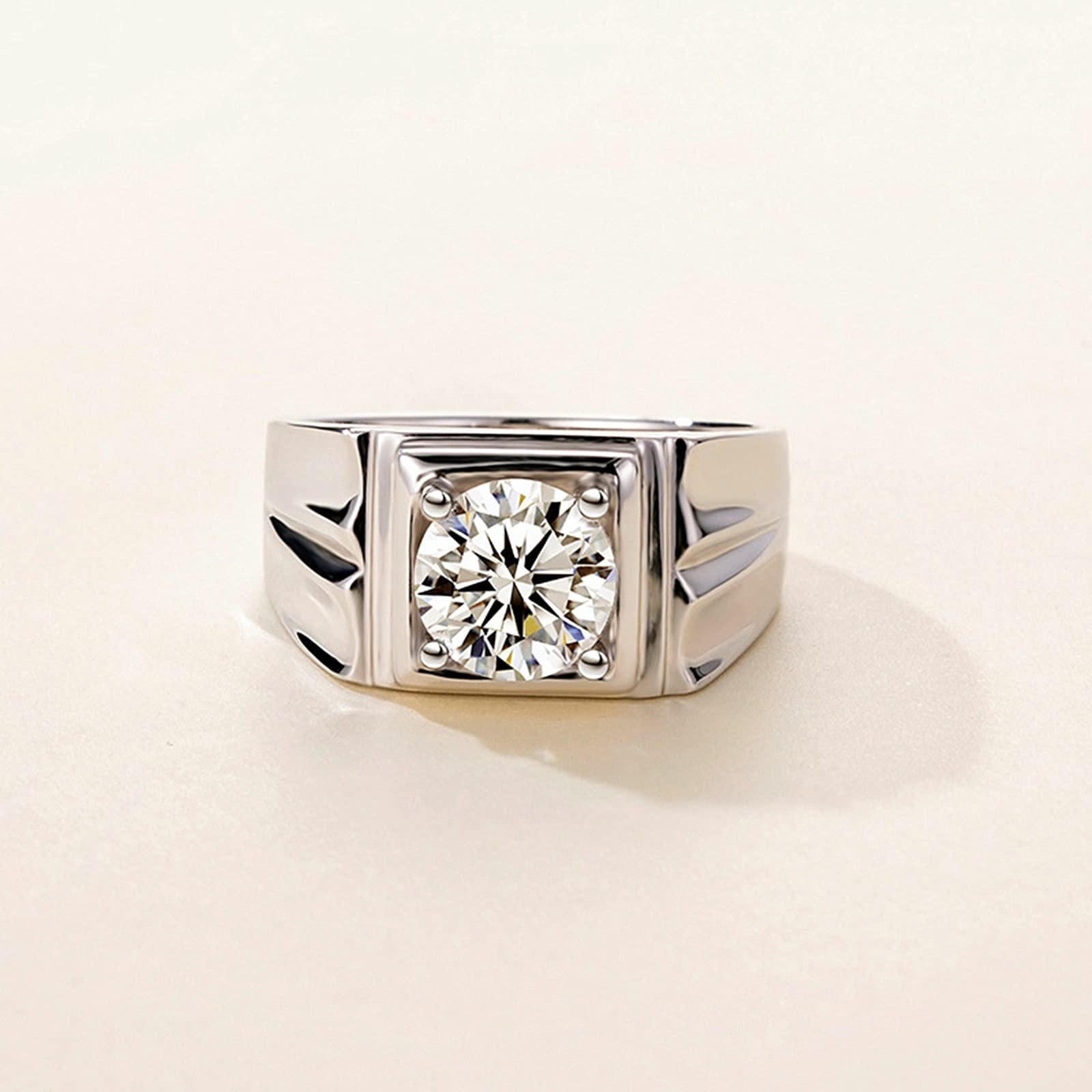 Men's Sterling Silver Moissanite Wedding & Engagement Rings - Sizes 4-11 | Elegant Wedding Bands for Grooms, Promise Rings & Anniversary Gifts (Perfect for Proposals, Vows & Special Occasions)