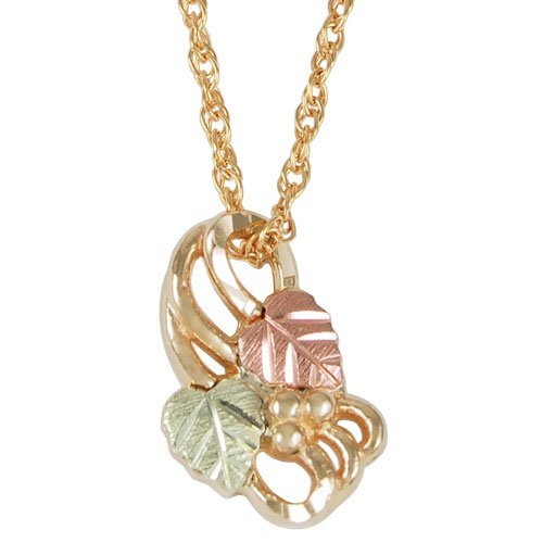 10k Yellow Gold Infinity Drop Necklace with 12k Green & Rose Gold Black Hills Motif - Elegant Jewelry for Women, Perfect for Weddings, Anniversaries & Special Occasions