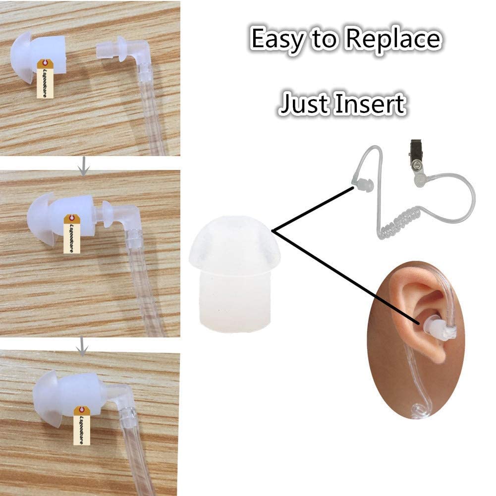 200Pcs White Silicone Rubber Replacement Mushroom Earbud Tips - Compatible with Motorola, Kenwood, ICOM, Yaesu, Baofeng Radios - Noise Isolation Ear Tips for Two-Way Radio Headsets, Surveillance Earpieces & Communication Devices - Perfect for Security, Construction & Outdoor Activities