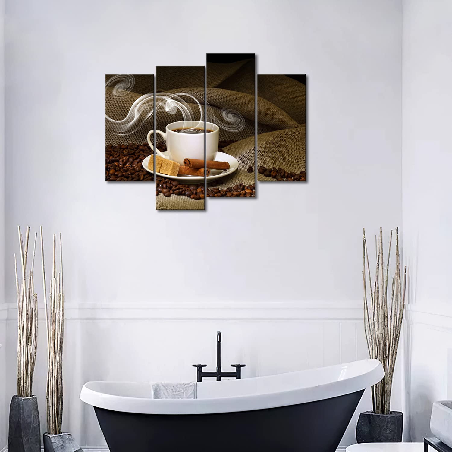 Premium Coffee & Coffee Bean Canvas Wall Art Print - Modern Kitchen Decor for Home, Cafe & Office | Food-Themed Painting for Stylish Interior Design