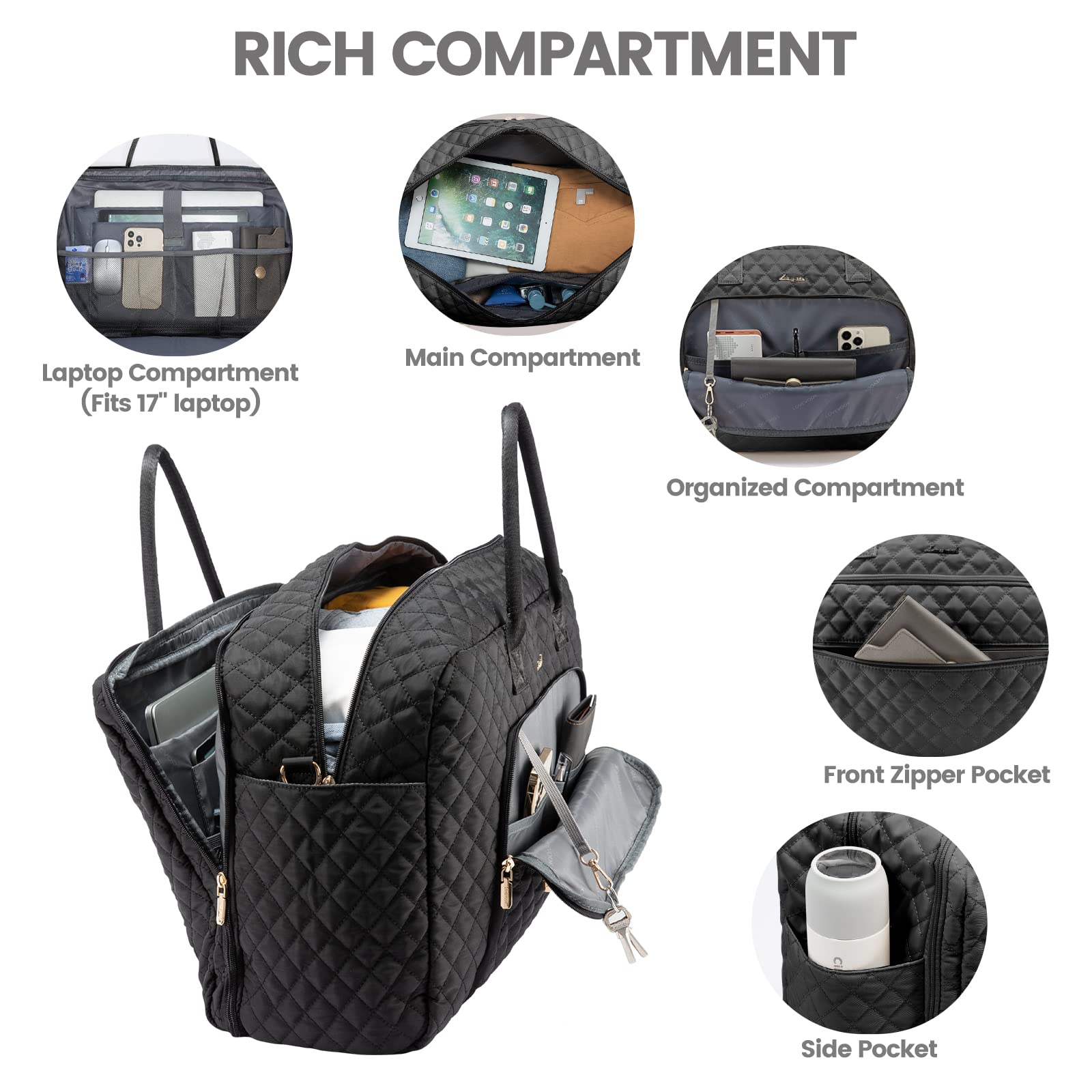 LOVEVOOK Women's Travel Duffle Bag - Waterproof Weekender Overnight Bag with Toiletry & Laptop Compartment, Yoga Gym Bag with Wet Pocket & Shoe Storage - Perfect for Weekend Getaways, Business Trips, Gym Sessions and Hospital Visits