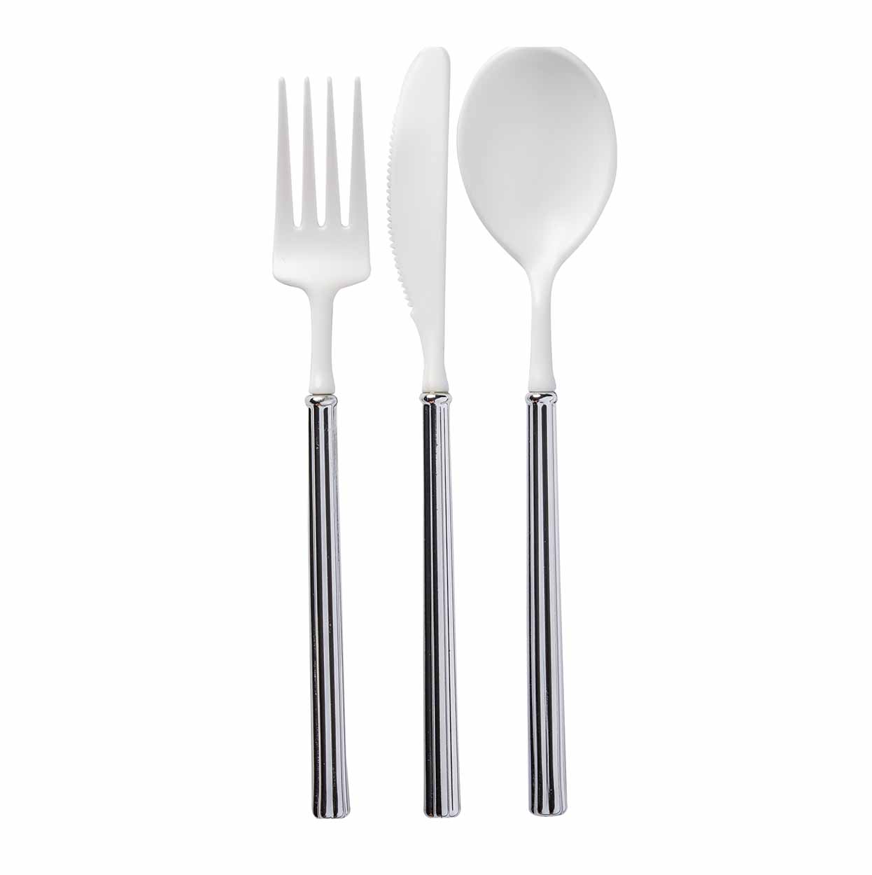 Premium Villa Flatware Set - 24-Piece Stainless Steel Cutlery with Elegant White/Silver Handle - Perfect for Dinner Parties, Weddings & Upscale Dining