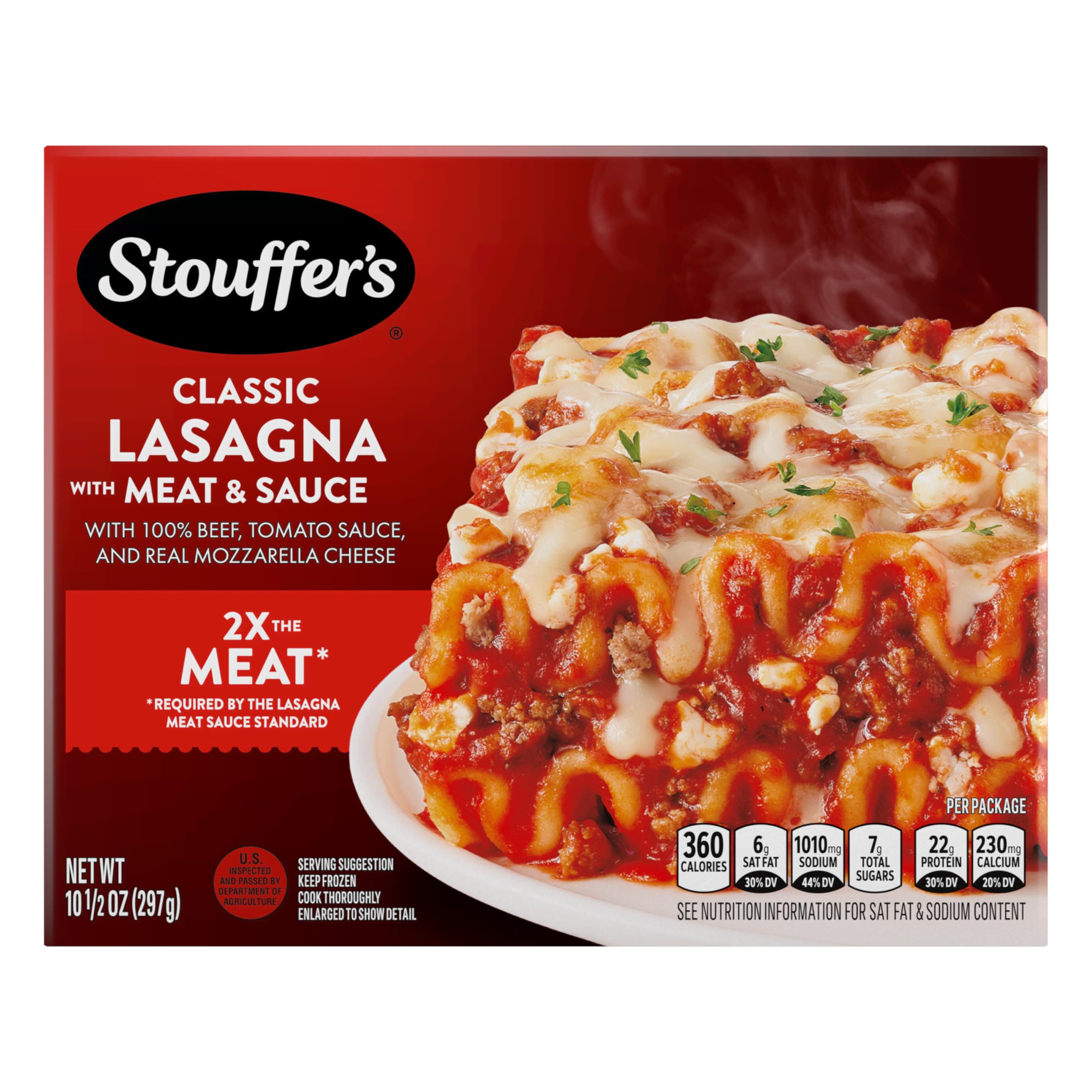 Stouffer's Classic Lasagna with Meat Sauce - Single Serve Frozen Meal | Microwave & Oven Ready | Quick & Easy Dinner for One | Perfect for Busy Weeknights, Office Lunches & College Dorm Meals