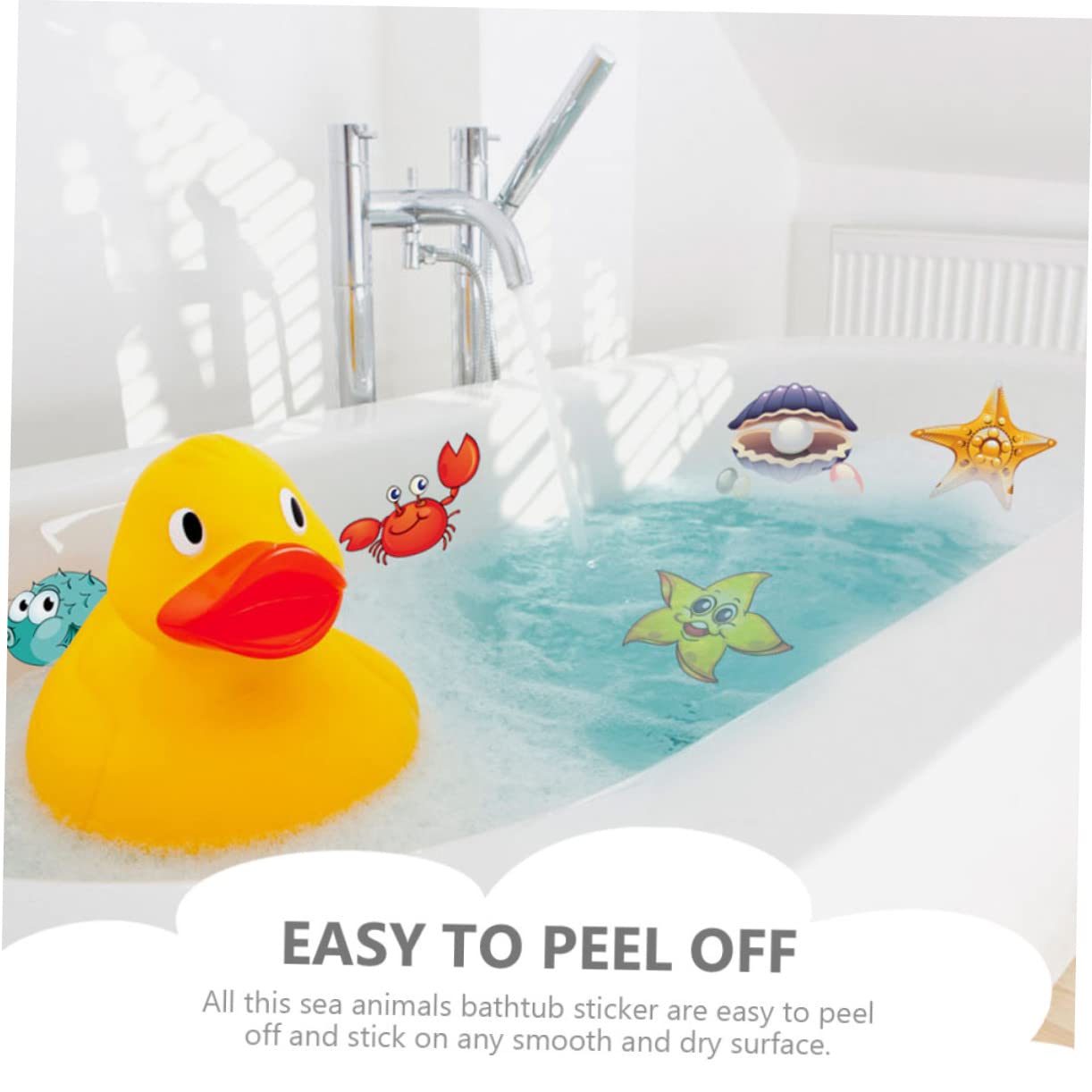 ifundom 5 Sets Ocean Themed Bath Stickers - Waterproof Sea Creature Wall Decals for Kids, PVC Non-Permanent Stickers - Perfect for Bathroom Decor, Baby Shower & Nursery Room