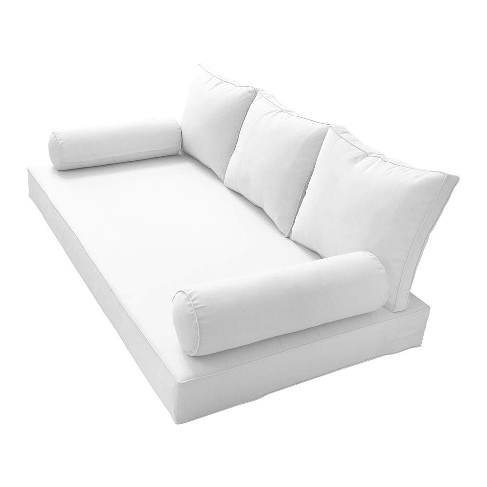 Prolinemax Outdoor Style 3 Full Piped Trim Daybed Mattress Bolster Pillow Fitted Sheet Cover - AD106 | Waterproof & Breathable Fabric | Perfect for Patio, Sunroom & Guest Bedroom Decor