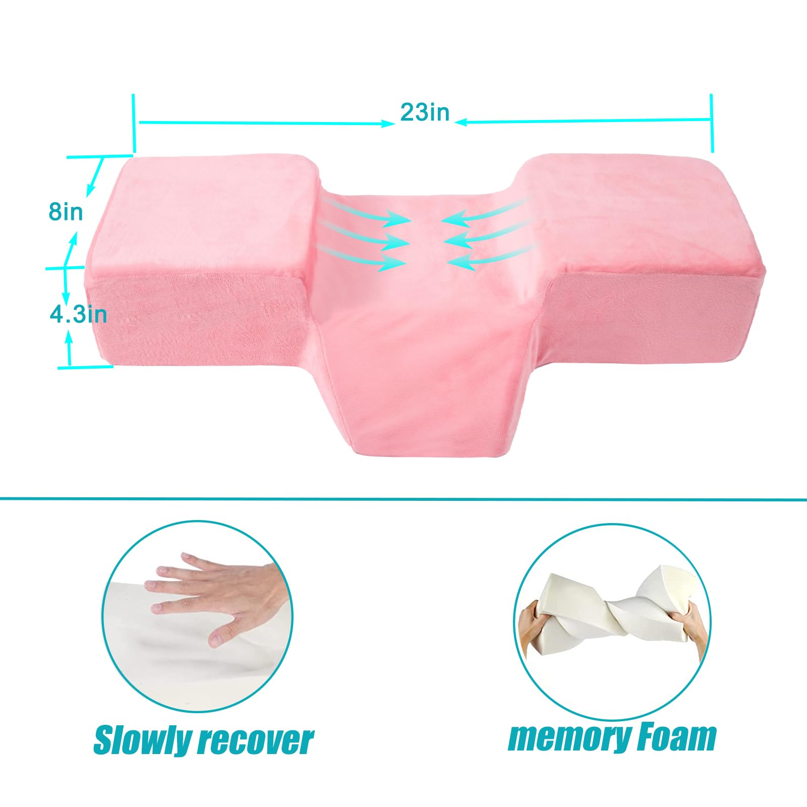 Premium Beauty Salon Lash Pillow - Velvet Memory Foam Eyelash Extension Pillow with Ergonomic Neck Support for Comfortable Lash Application (Pink) | Perfect for Professional Lash Technicians & At-Home Lash Extensions