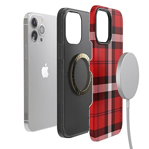 Casely iPhone 13 Pro Max Case with MagSafe Compatibility - Stylish Red Plaid Design for Ultimate Protection | Perfect for Everyday Use, Travel & Work
