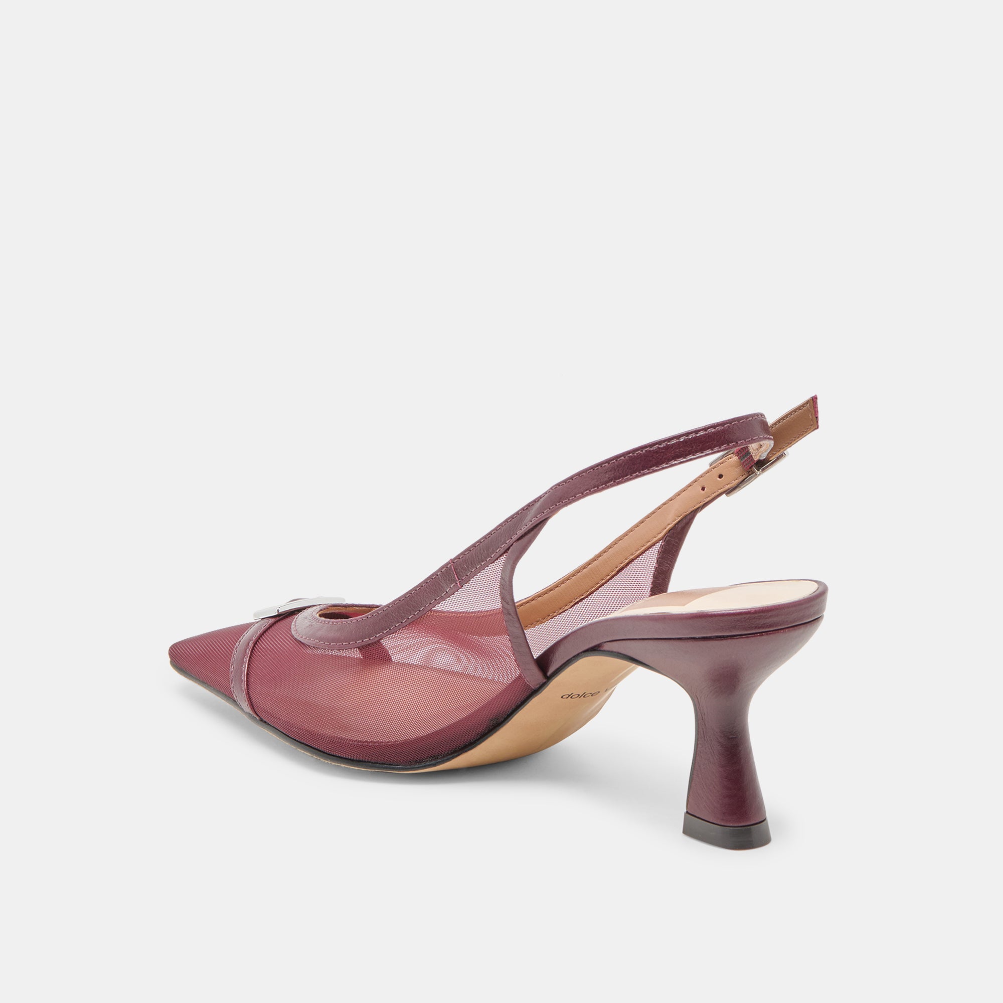 LORINE Women's Burgundy Mesh High Heels - Elegant Stiletto Pumps for Parties, Weddings & Evening Events
