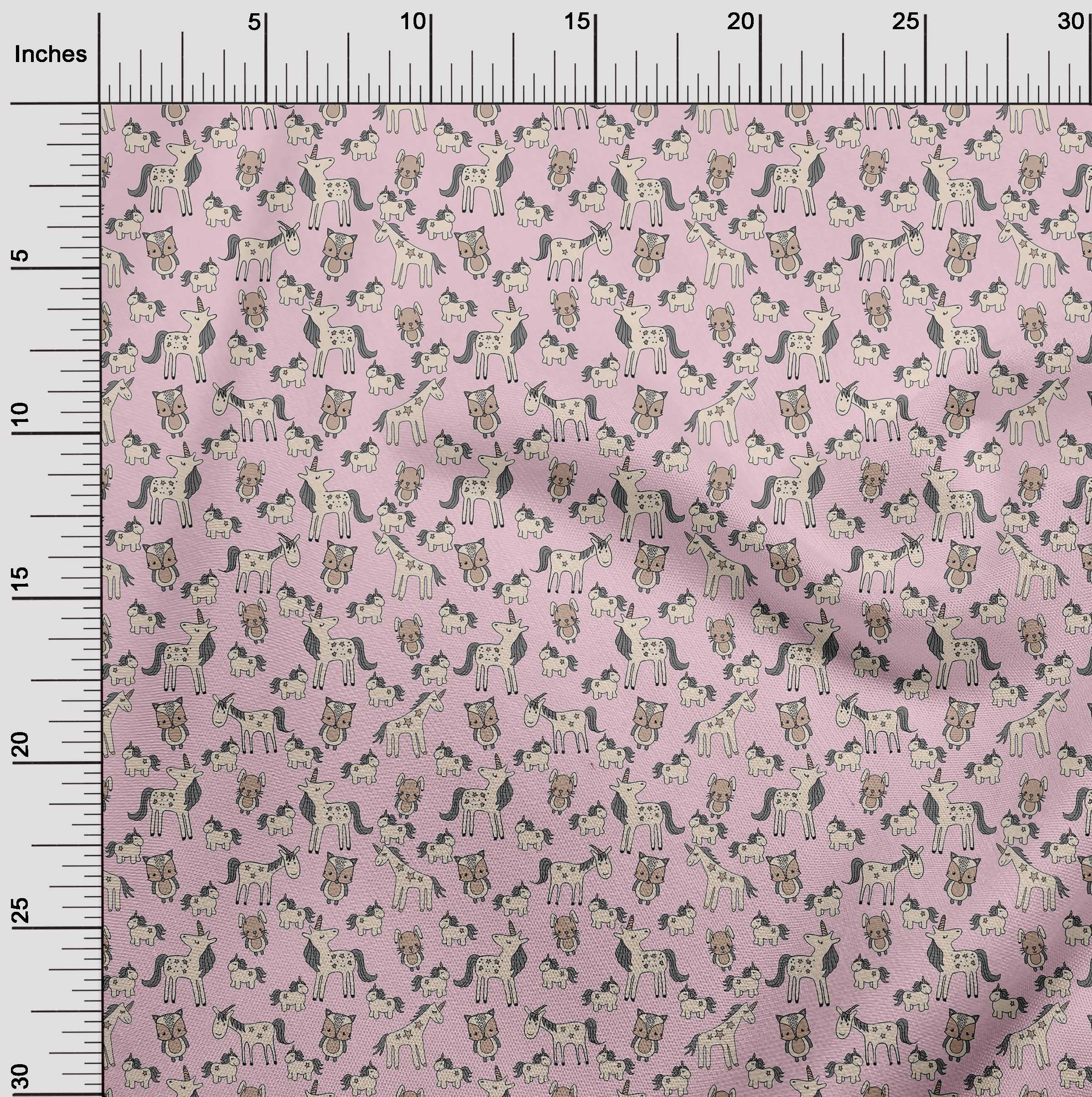 oneOone Polyester Spandex Light Pink Kids Animal Print Fabric - 56 Inch Wide Soft Stretchy Material for Sewing, DIY Crafts, Quilting & Costume Making (1 Yard)