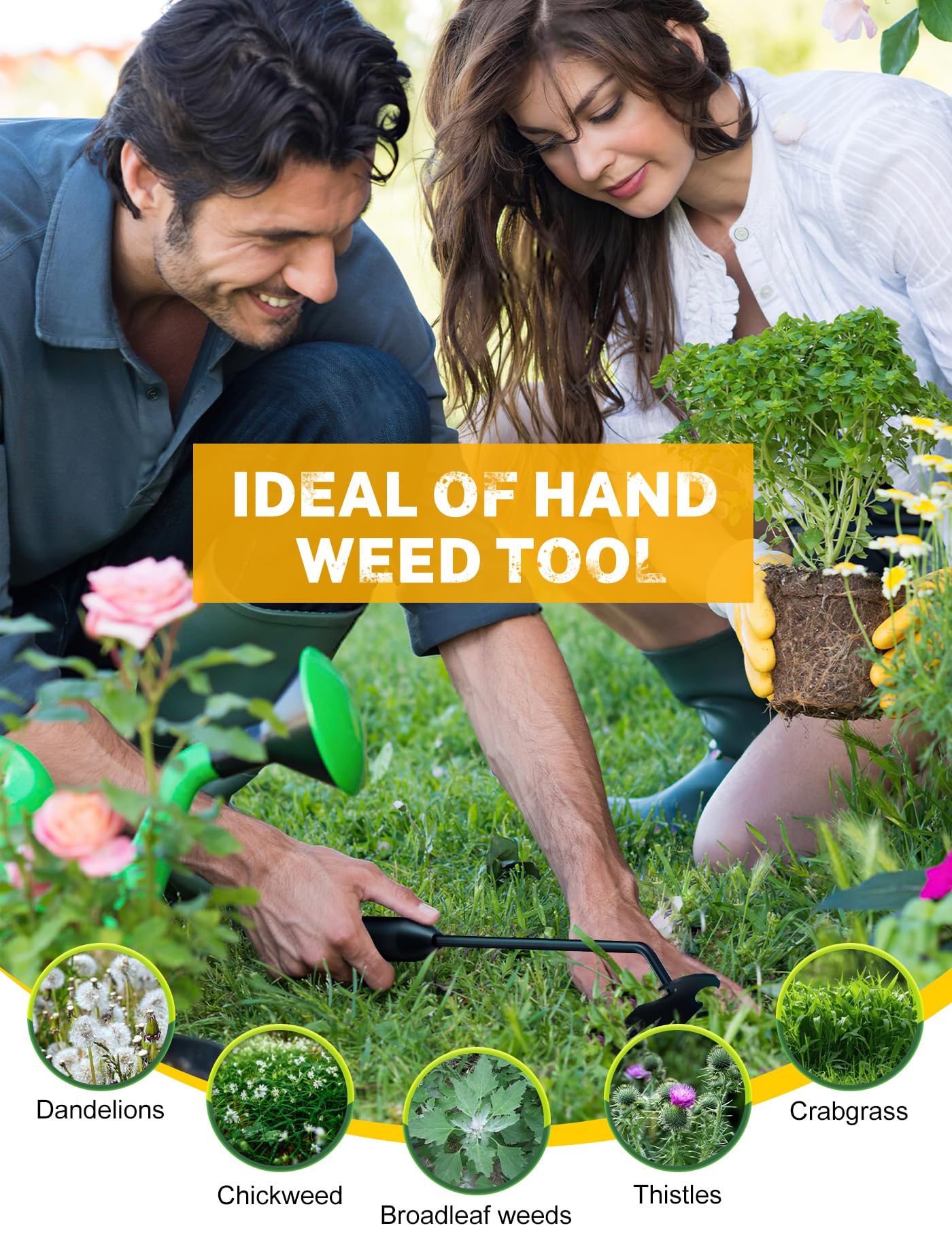 4-Claw Steel Weed Puller Tool for Garden & Yard - Dandelion Remover
