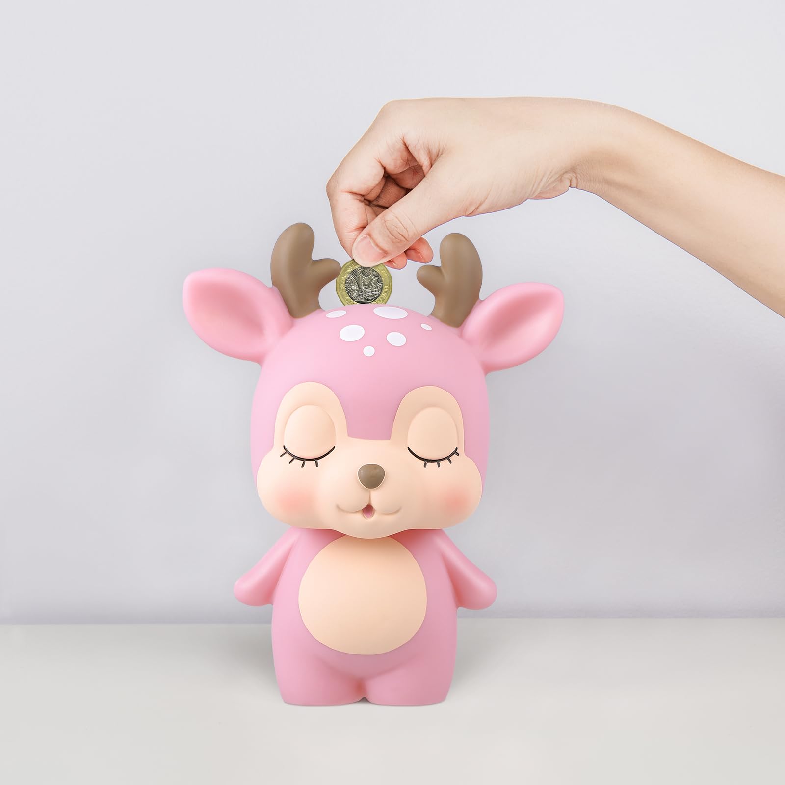 STOBOK Deer-Shaped Money Box for Kids - Fun Savings Bank for Boys & Girls - Perfect for Coins, Bills & Candy Storage - Ideal for Birthday Gifts & Financial Education