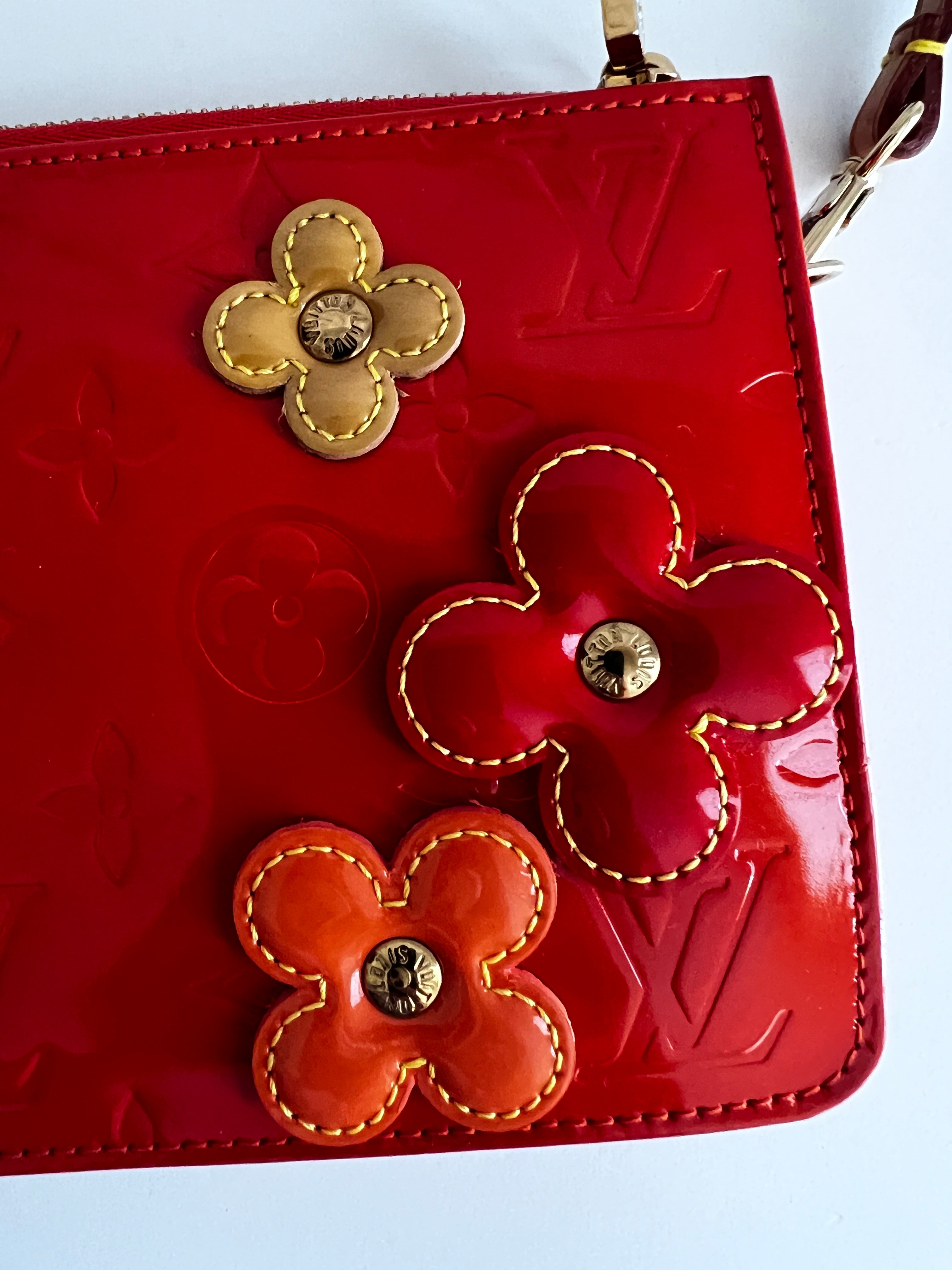 Authentic Louis Vuitton Orange Sunset Monogram Vernis Lexington Fleurs Pochette Bag - Luxury Evening Clutch for Women, Perfect for Parties & Special Occasions