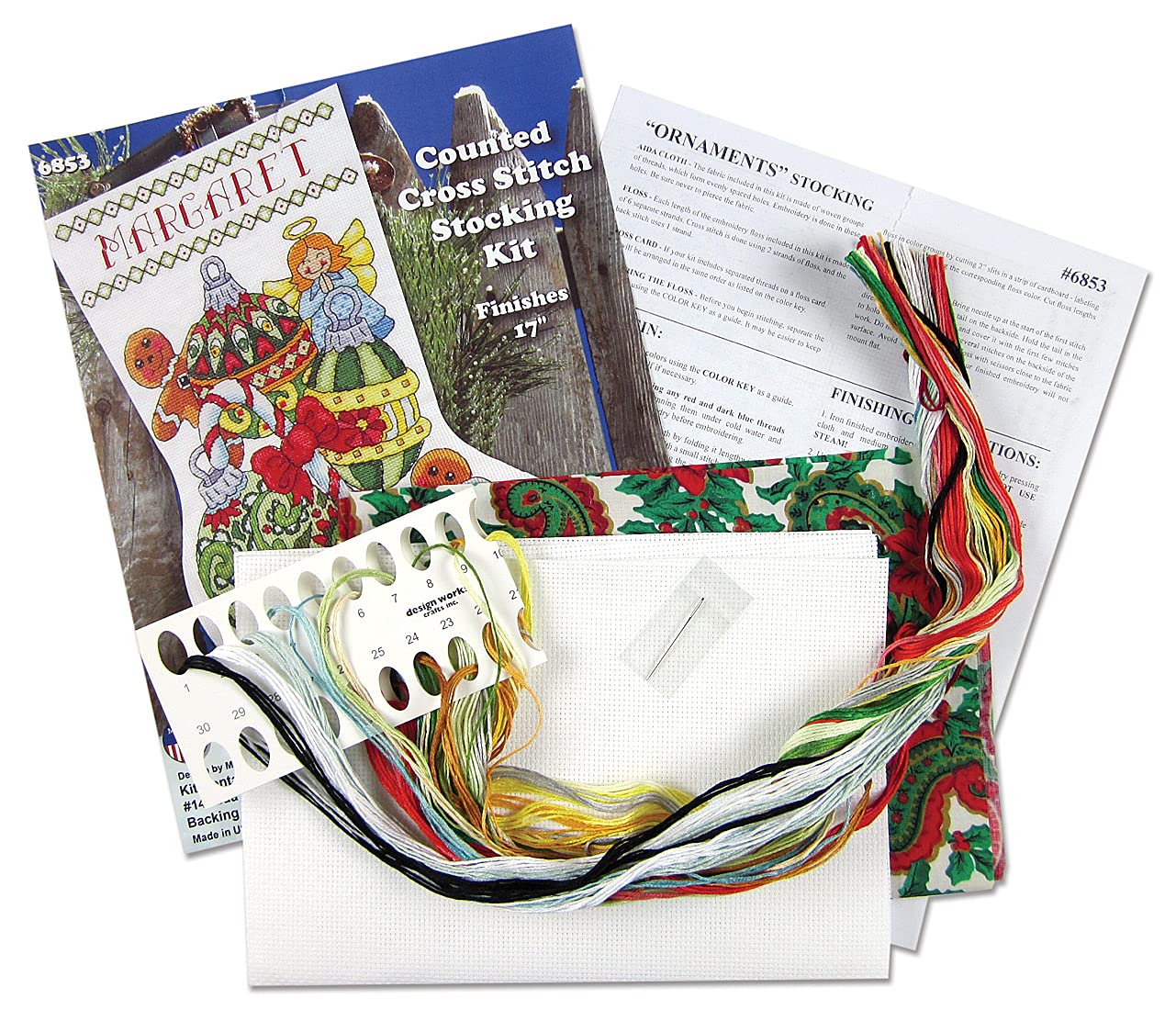 Design Works Crafts Cross Stitch Stocking Kit - DIY Christmas Stocking Embroidery Set with Patterns & Threads - Perfect for Holiday Decorations & Handmade Gifts