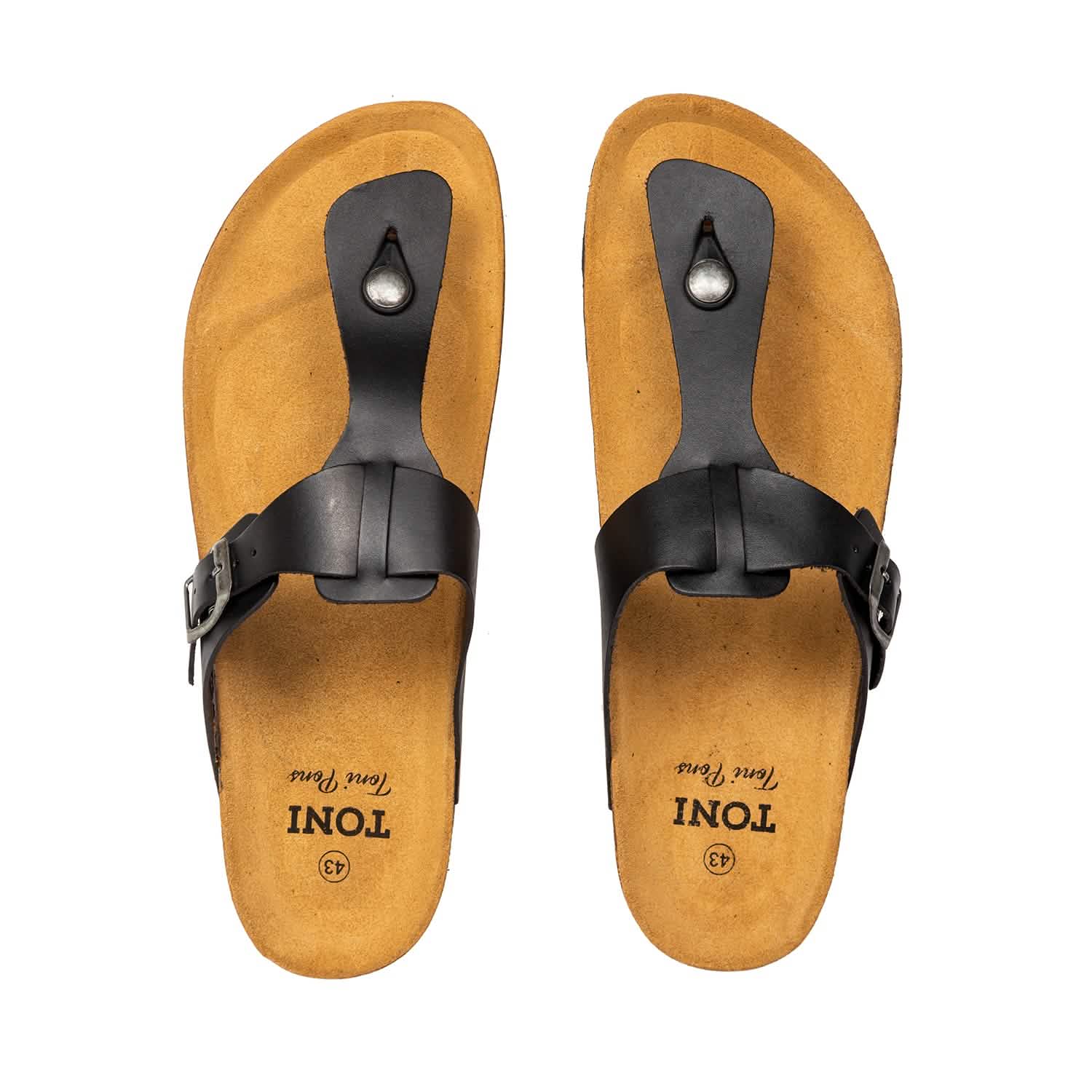 Men's Plain Leather Open Toe Slippers - Comfortable & Breathable House Shoes for Indoor/Outdoor Wear - Perfect for Relaxing at Home, Lounging or Backyard Use