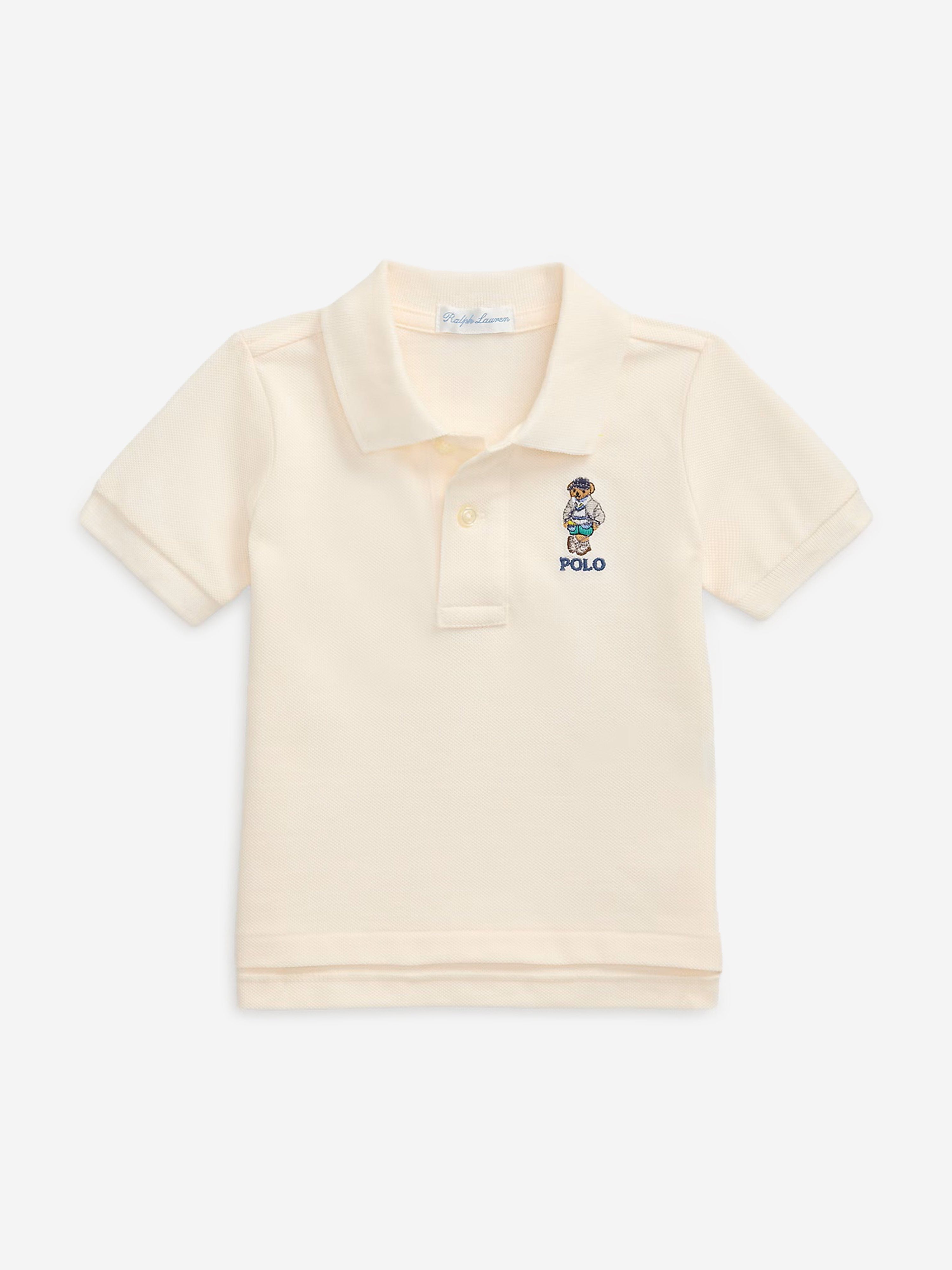 Baby Boys Bear Polo Shirt in Ivory - Cute Casual Outfit for Toddlers & Infants - Perfect for Playdates, Family Photos & Everyday Wear