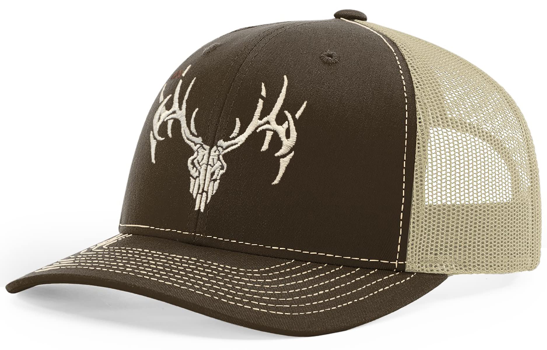 Deer Skull Trucker Hat for Men & Women - Adjustable Snapback Cap for Outdoor Hunting & Camping - Stylish Vintage Baseball Hat for Hiking, Fishing & Country Music Festivals