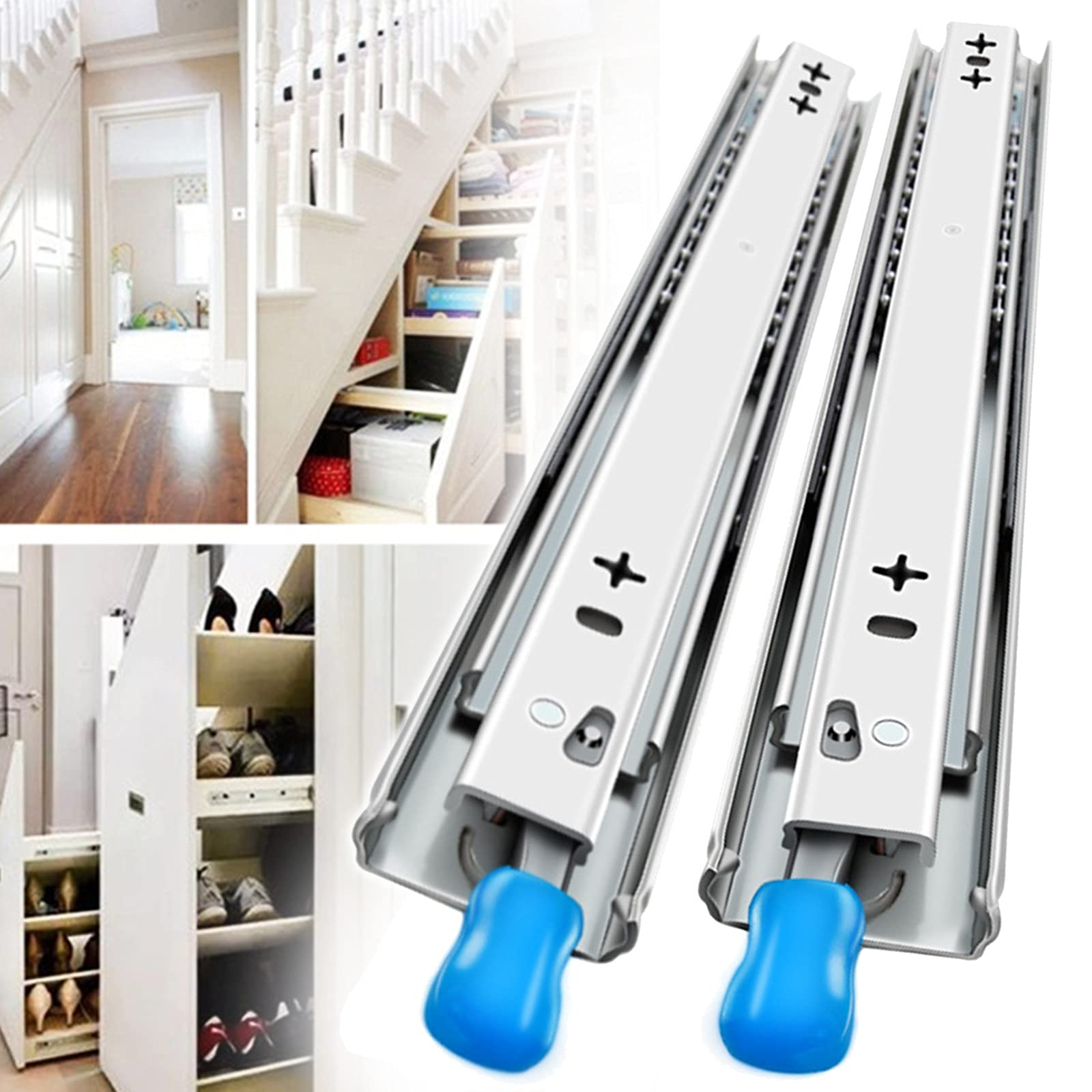 Heavy Duty Soft Close Ball Bearing Drawer Slides - 24 Inch Full Extension Side Mount Drawer Rollers (1 Pair) - Perfect for Kitchen Cabinets, Office Furniture & DIY Storage Solutions