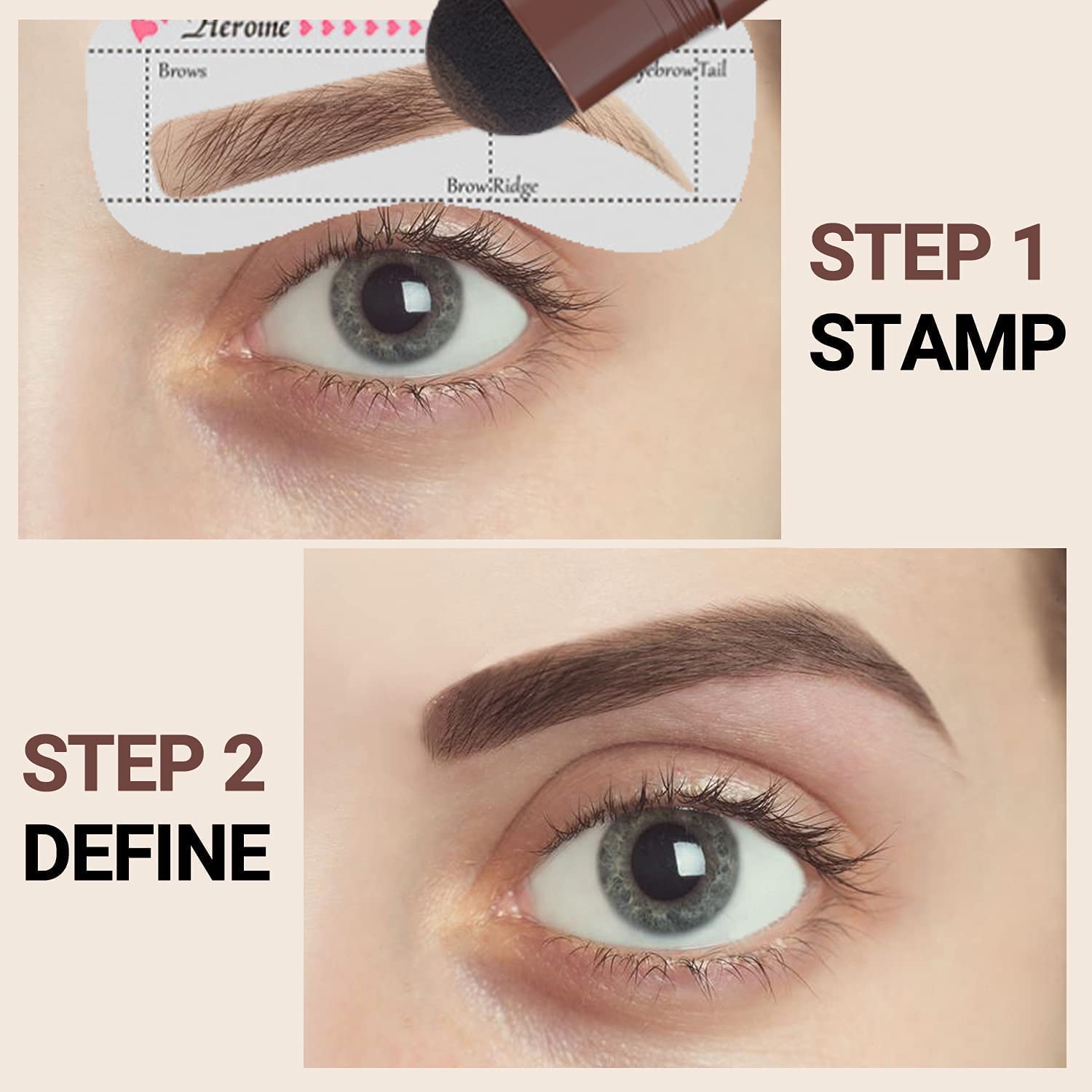 BEGGIE Eyebrow Stamp Kit - Waterproof Eyebrow Powder Stamp with 10 Reusable Stencils & Brushes for Thicker Fuller Brows | Long-Lasting Buildable Makeup | Perfect for Daily Use, Parties & Special Events