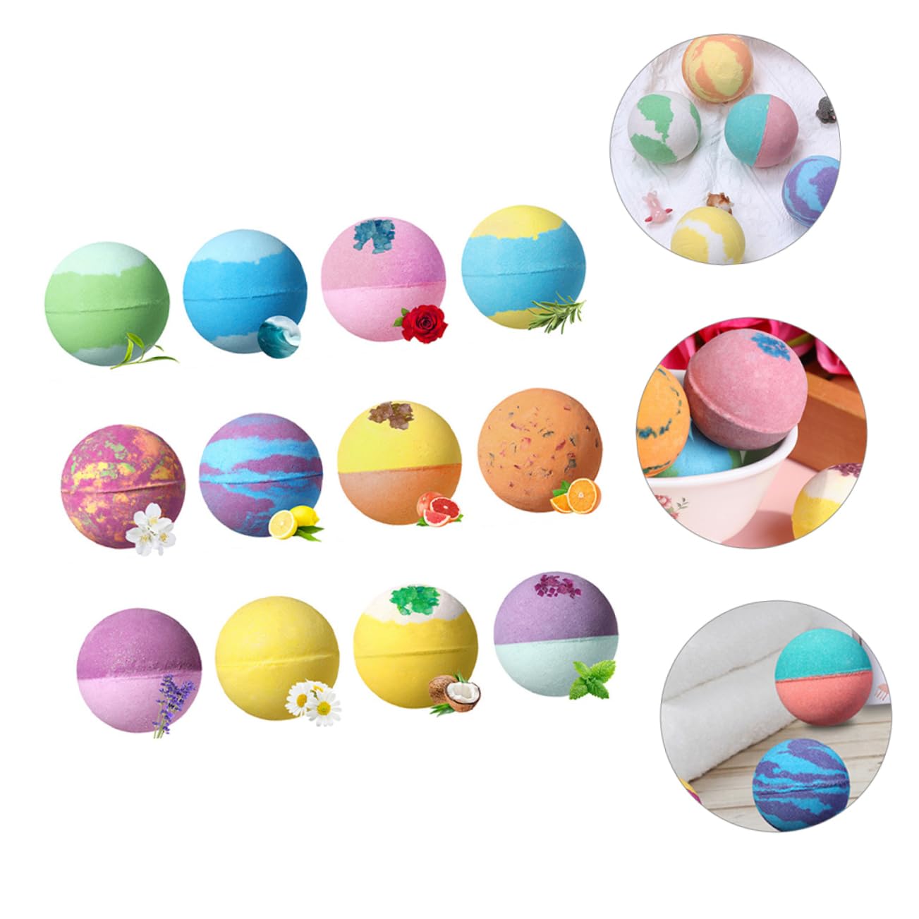 Balacoo 12-Piece Colorful Spa Bath Balls Set (64g) | Rejuvenating Bath Bubbles for Smooth, Glowing Skin | Fresh Scent | Perfect Gift for Relaxation & Self-Care