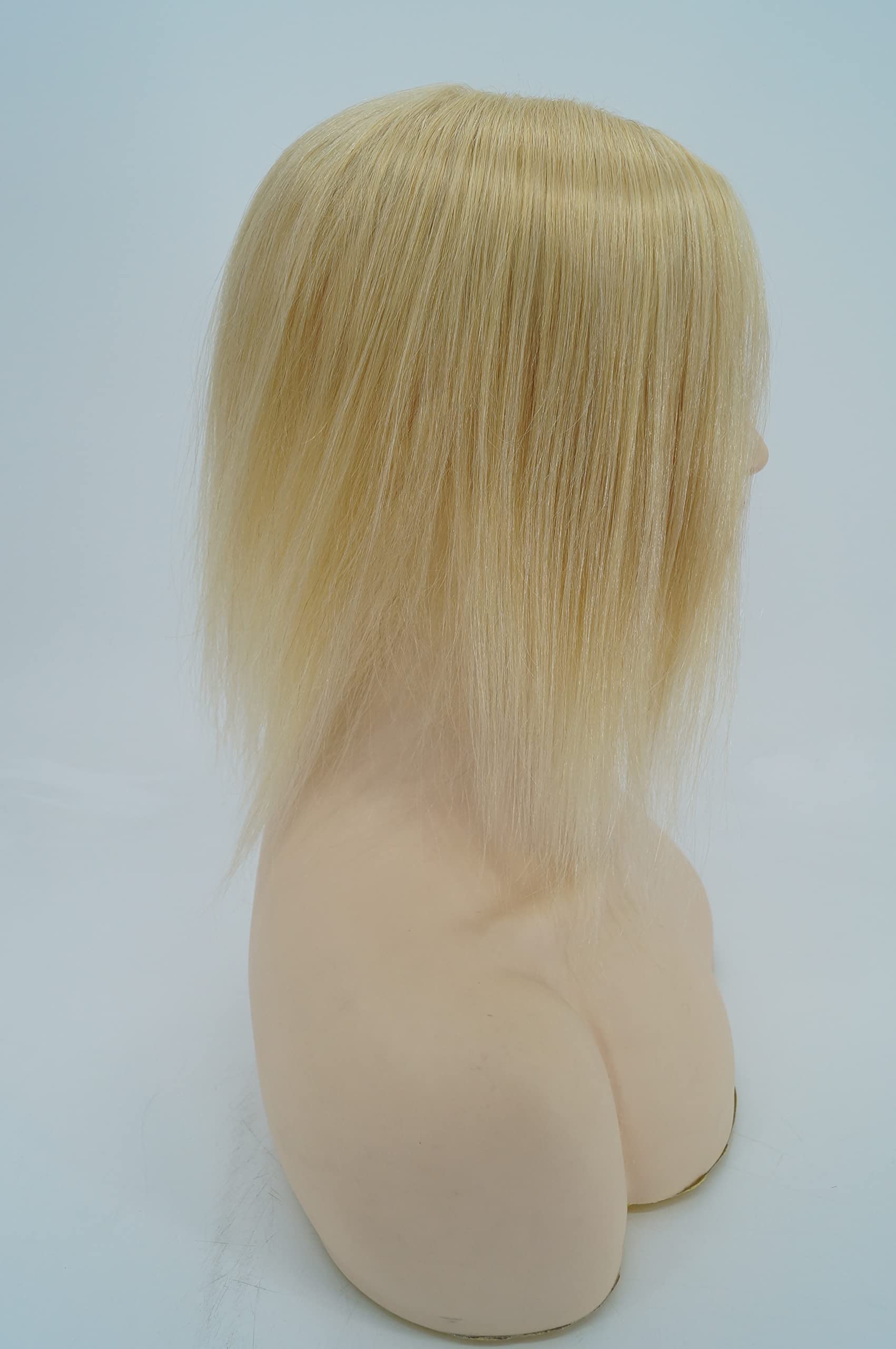 13x15cm Human Hair Silk Base Hair Topper for Women with Thinning Hair & Grey Hair - 4 Clip-In Extensions (#613 Bleach Blonde, 16 Inch) - Perfect for Daily Wear, Parties & Special Occasions