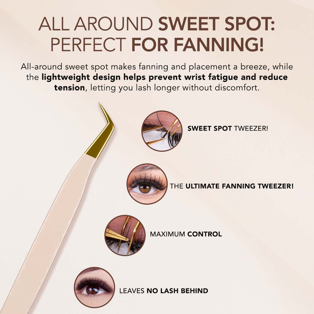 Thin Boot Tweezer with Fiber Grip - Tan | Precision Eyebrow Tweezers for Shaping & Grooming | Perfect for Travel, Salon & Home Use