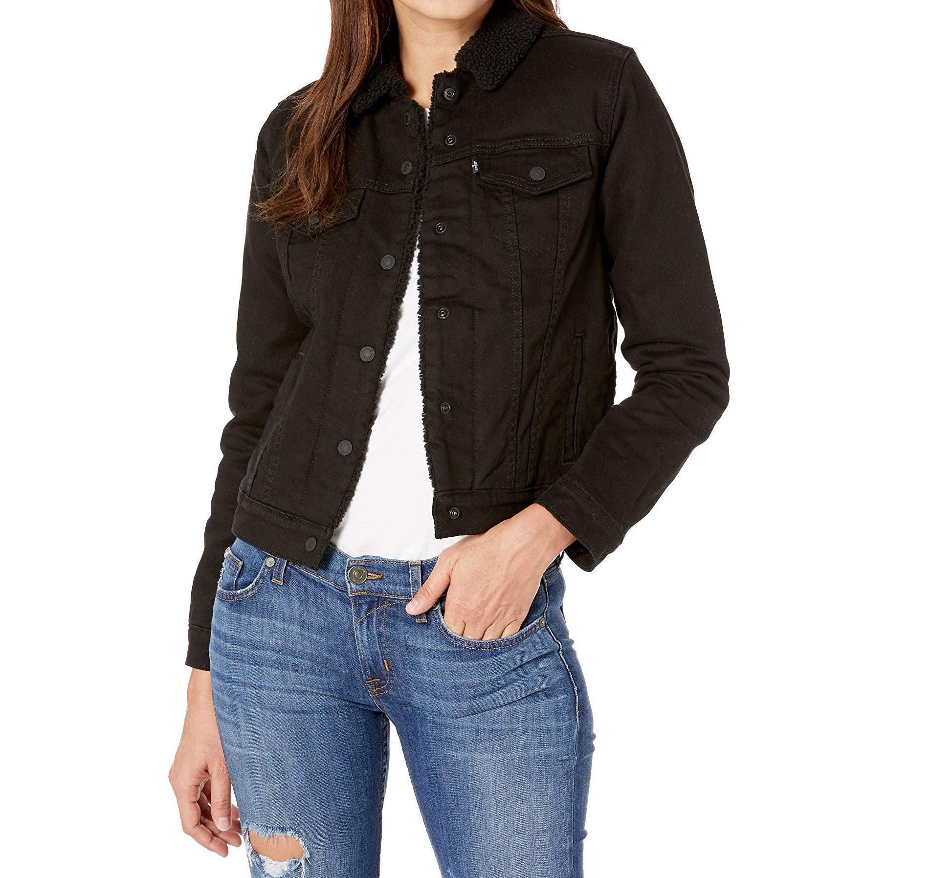 Levi's Women's Original Sherpa Trucker Jacket - Denim Jacket with Fleece Lining (Plus Size Available) | Warm Winter Coat for Casual Outfits & Outdoor Activities