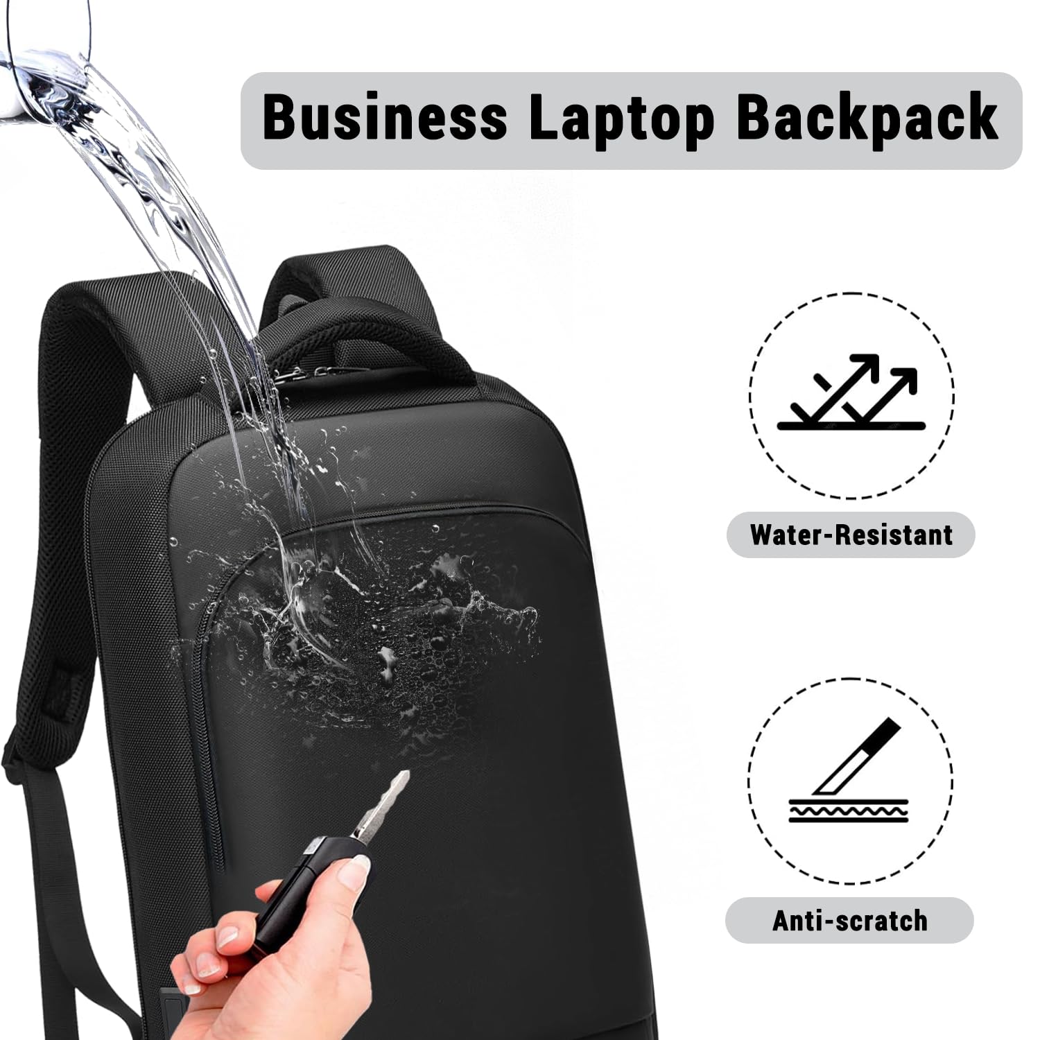 Slim Laptop Backpack for Men - Lightweight Anti-Theft Business Backpack with USB Charger Port, 15.6 Inch Professional Computer Bag for Work, Office & College | Perfect for Commuting, Business Travel & Daily Use
