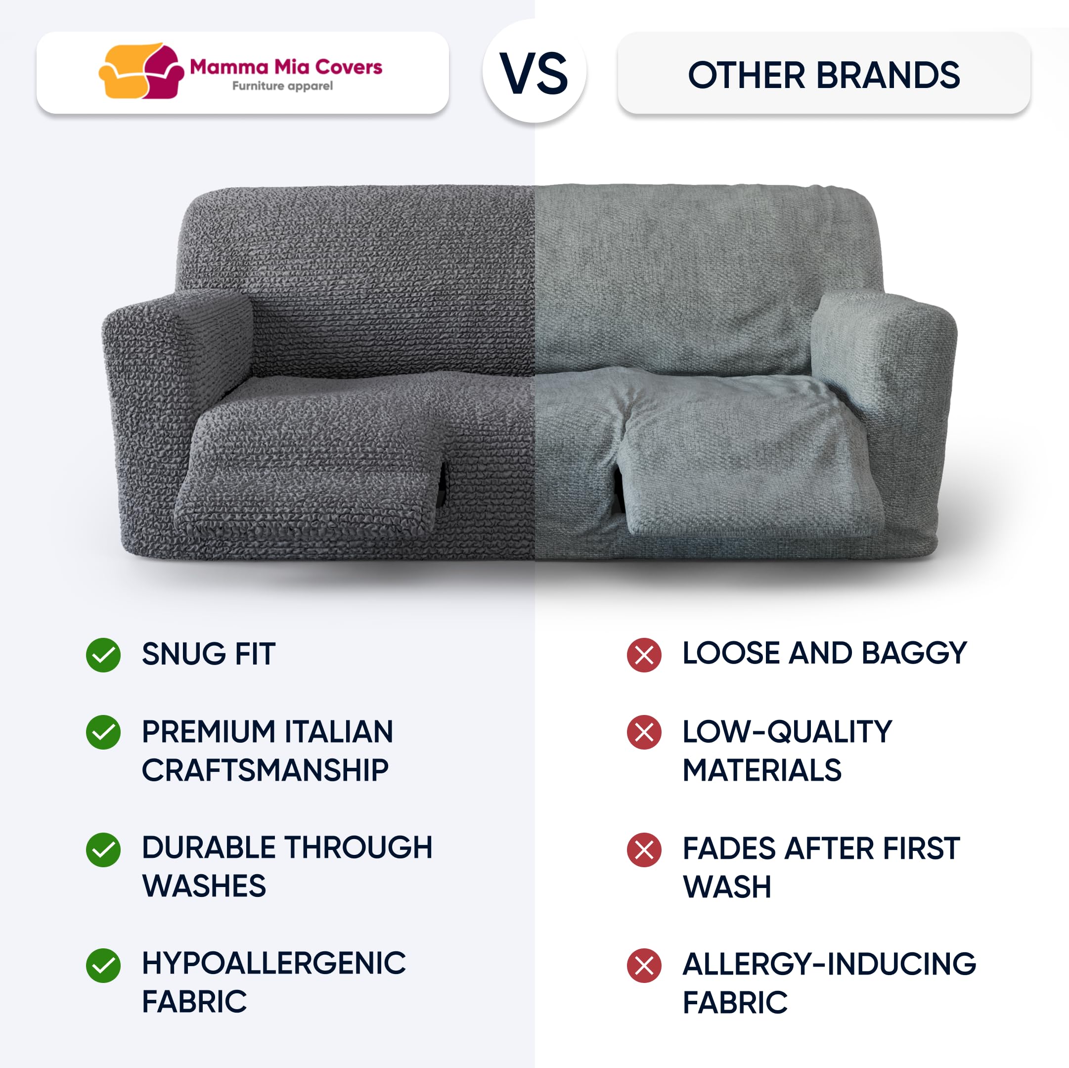 PAULATO BY GA.I.CO. Recliner Sofa Cover - Stretchable 1-Piece Slipcover for Reclining Couches - Soft Polyester Fabric Furniture Protector - Microfiber Collection in Burgundy - Perfect for Living Room, Home Theater & Office Use