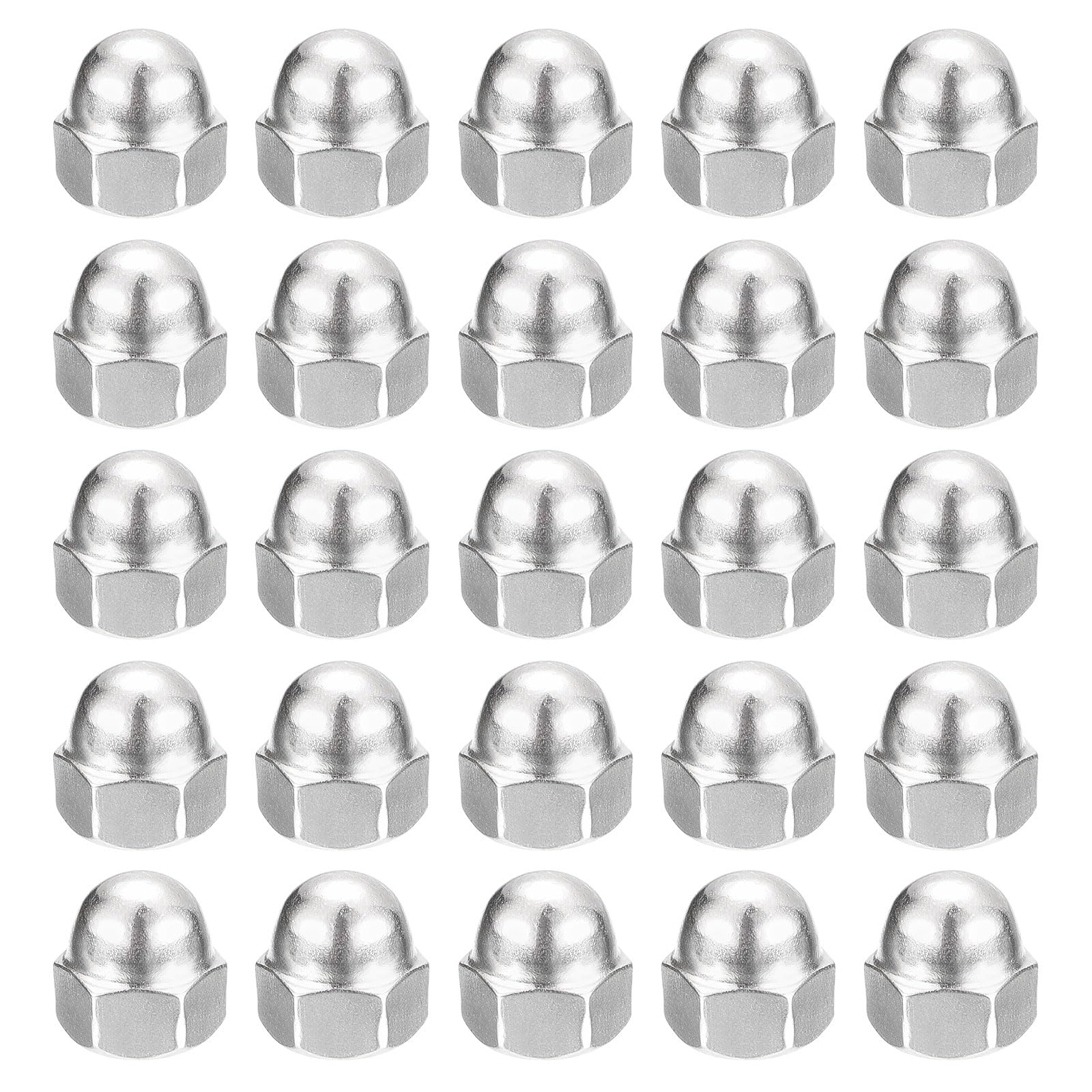 uxcell 100pcs 1/4-20 Acorn Cap Nuts, 304 Stainless Steel Hex Dome Head Nuts for Fasteners - Silver | Ideal for Furniture Assembly, Automotive Repair & DIY Projects