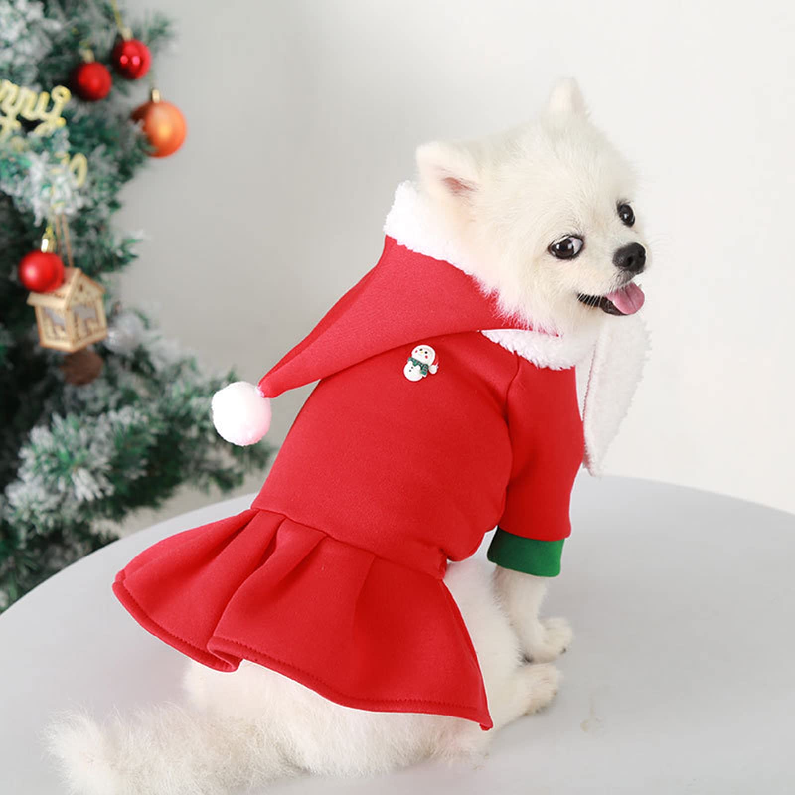 2 Pack Winter Dog Sweater with Hat - Couple Outfit for Small & Medium Dogs | Warm Puppy Shirt Costume & Princess Dress Coat (2XL, Red) - Perfect for Cold Weather Walks, Christmas Photos & Indoor Cozy Wear