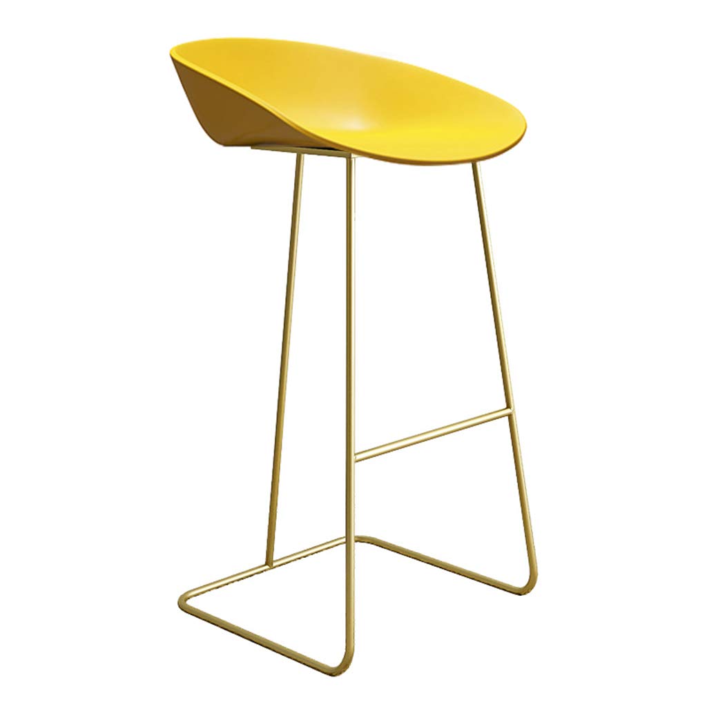Industrial Style Bar Stools - Adjustable Height Breakfast Counter Chairs with Yellow Seat for Home, Kitchen & Reception Desk - Perfect for Dining, Entertaining & Small Spaces