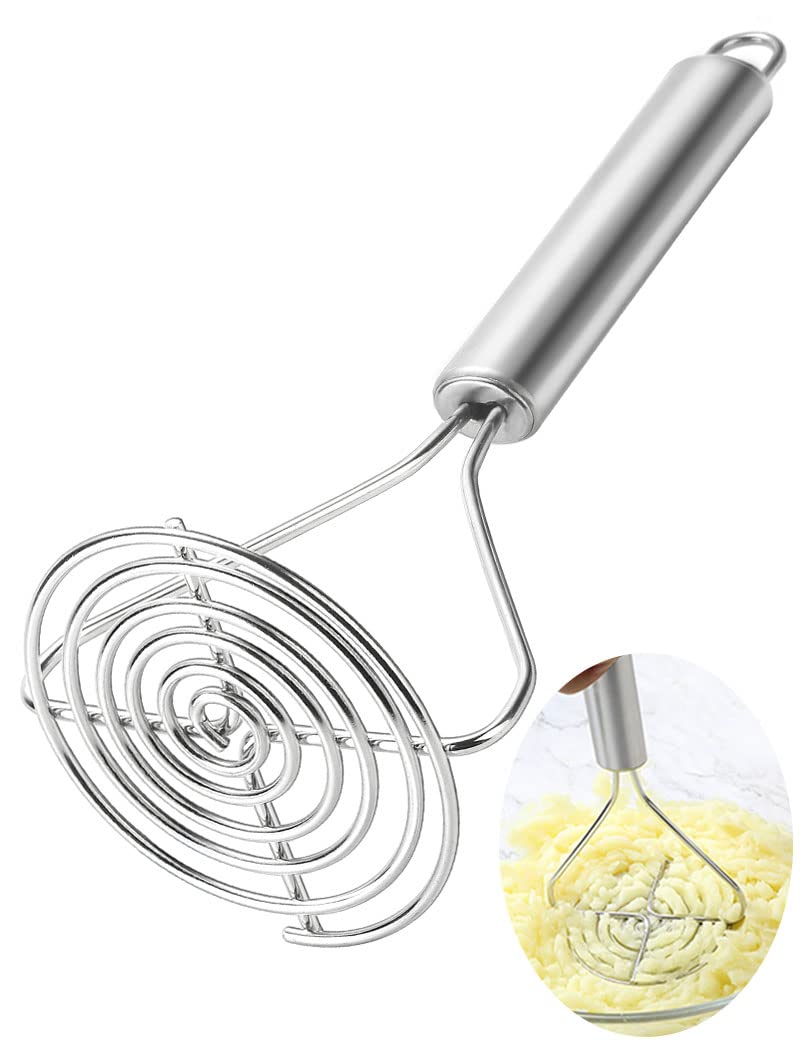 Stainless Steel Potato Masher - Heavy Duty Kitchen Tool for Mashing Potatoes, Vegetables & Fruits - Perfect for Making Mashed Potatoes, Baby Food & Baking