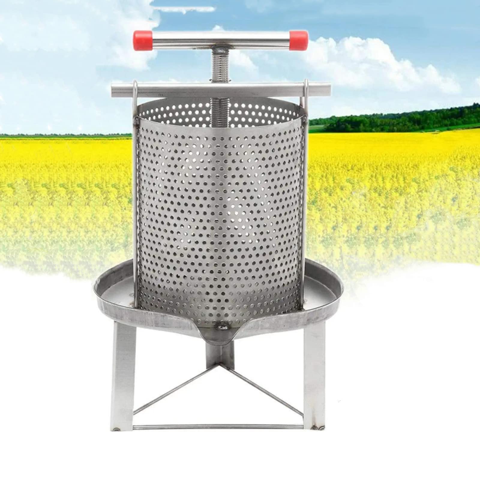 3.2 Gallon Fruit Wine Press - Manual Apple Cider & Honey Extractor for Beeswax, Juice Making - Perfect for Home Brewing, Winemaking & Natural Juice Extraction (Style 1)