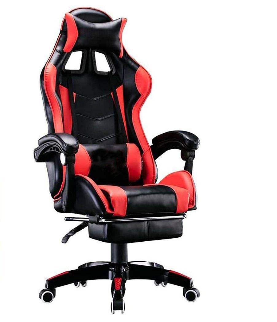 Ergonomic Gaming Chair with Footrest - Adjustable Office Computer Chair for Home & Work - Comfortable Recliner for PC Gaming, Working & Studying - Perfect for Gamers, Remote Workers & Students