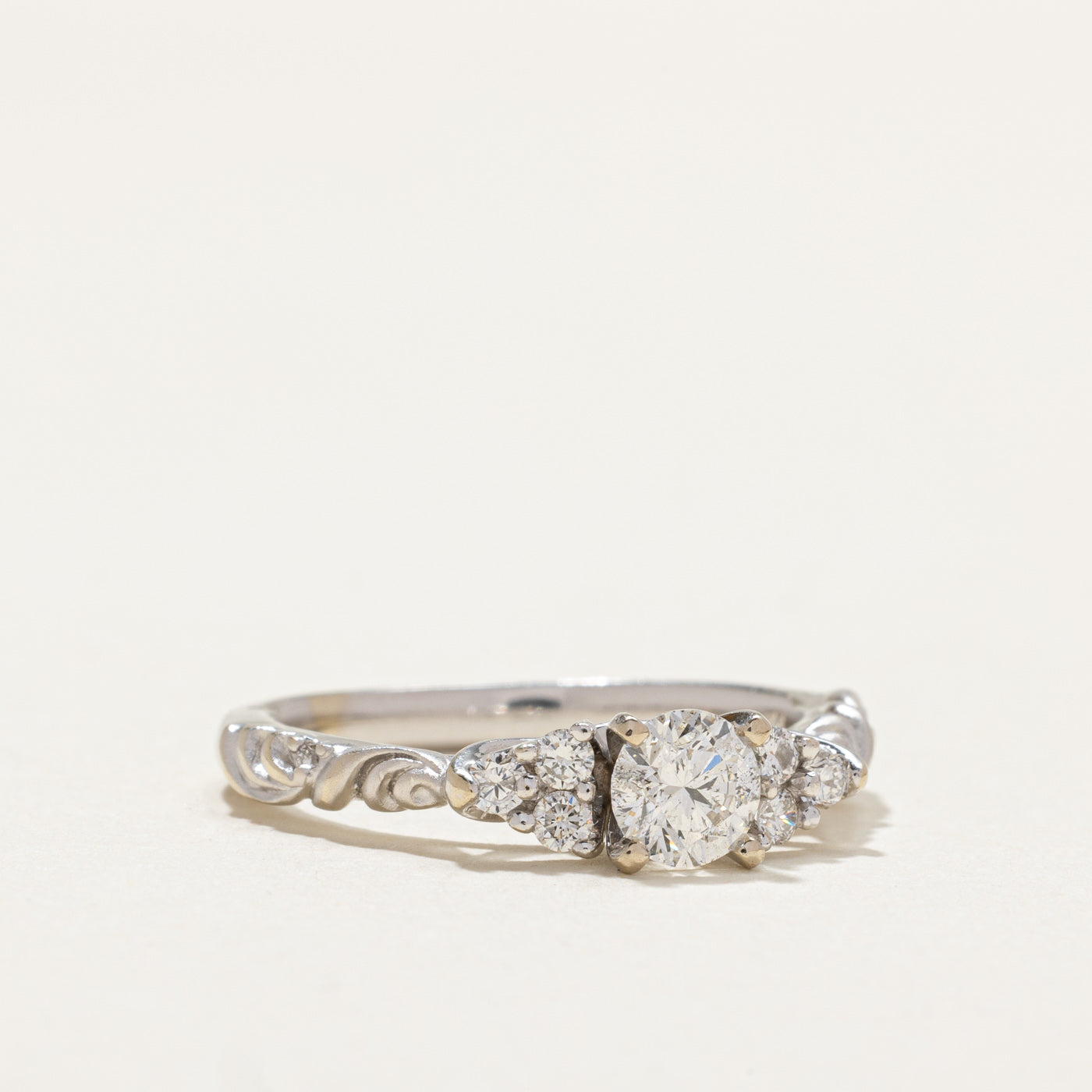 0.77ctw Diamond Textured Engagement Ring for Women - Size 7 | Vintage Inspired Wedding Band, Anniversary Gift for Her | Perfect for Proposals, Bridal Jewelry & Special Occasions