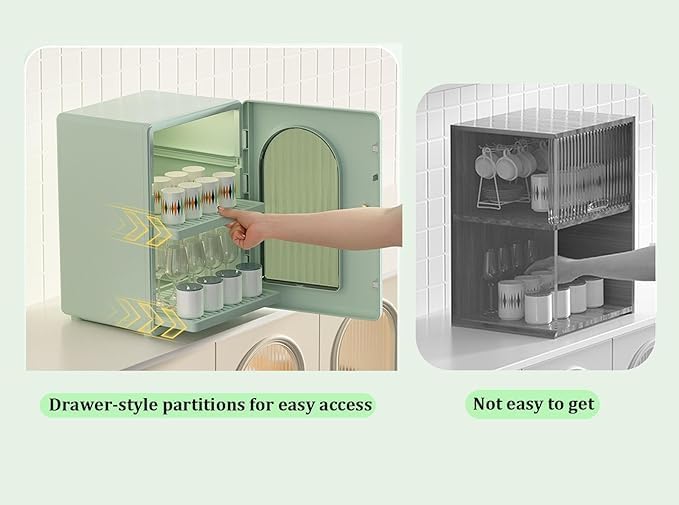 KEYOZA Multilayer Water Cup Cabinet - Mug Holder & Coffee Cup Storage Rack, Minimalist Desktop Organizer with Dust-Proof Design for Home, Office, Kitchen (Perfect for Tea Cups, Coffee Mugs & Drinkware Organization)