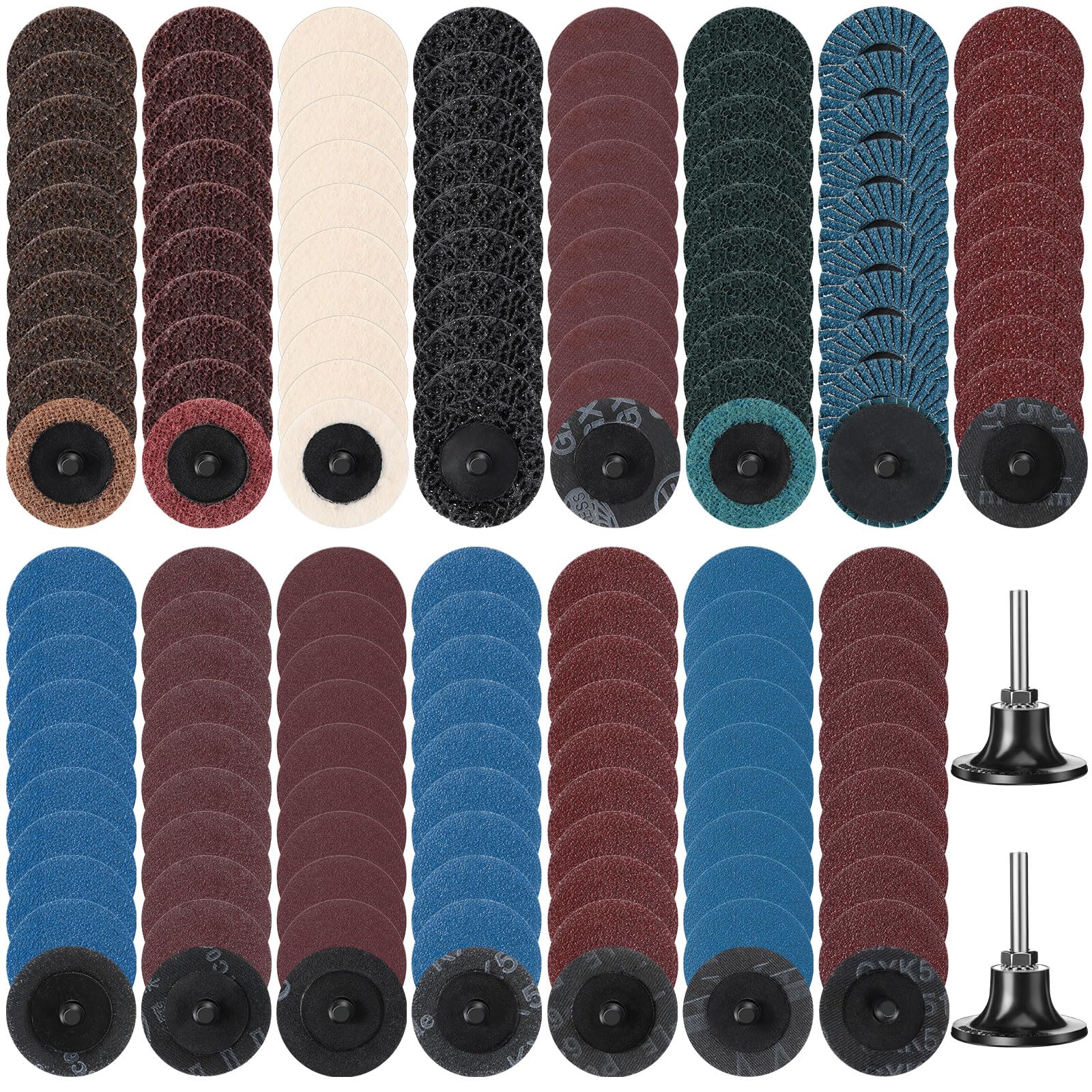216 Pcs 2 Inch Sanding Discs Set with 1/4