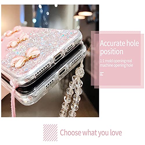 **Samsung Galaxy S9 Crossbody Phone Case - Sparkling Butterfly Glitter Bling with Paillette Stars & Diamond Design - Soft Flexible Silicone Protective Cover with Neck Strap (Pink) - Perfect for Hands-Free Use at Concerts, Shopping & Travel**
