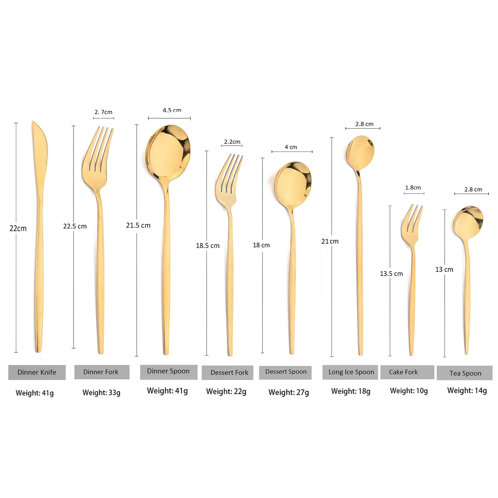 12-Piece Stainless Steel Salad Forks Set - 18/0 Mirror Polished Gold Dessert Forks, 7.48-Inch Modern Flatware for Parties, Weddings & Fine Dining
