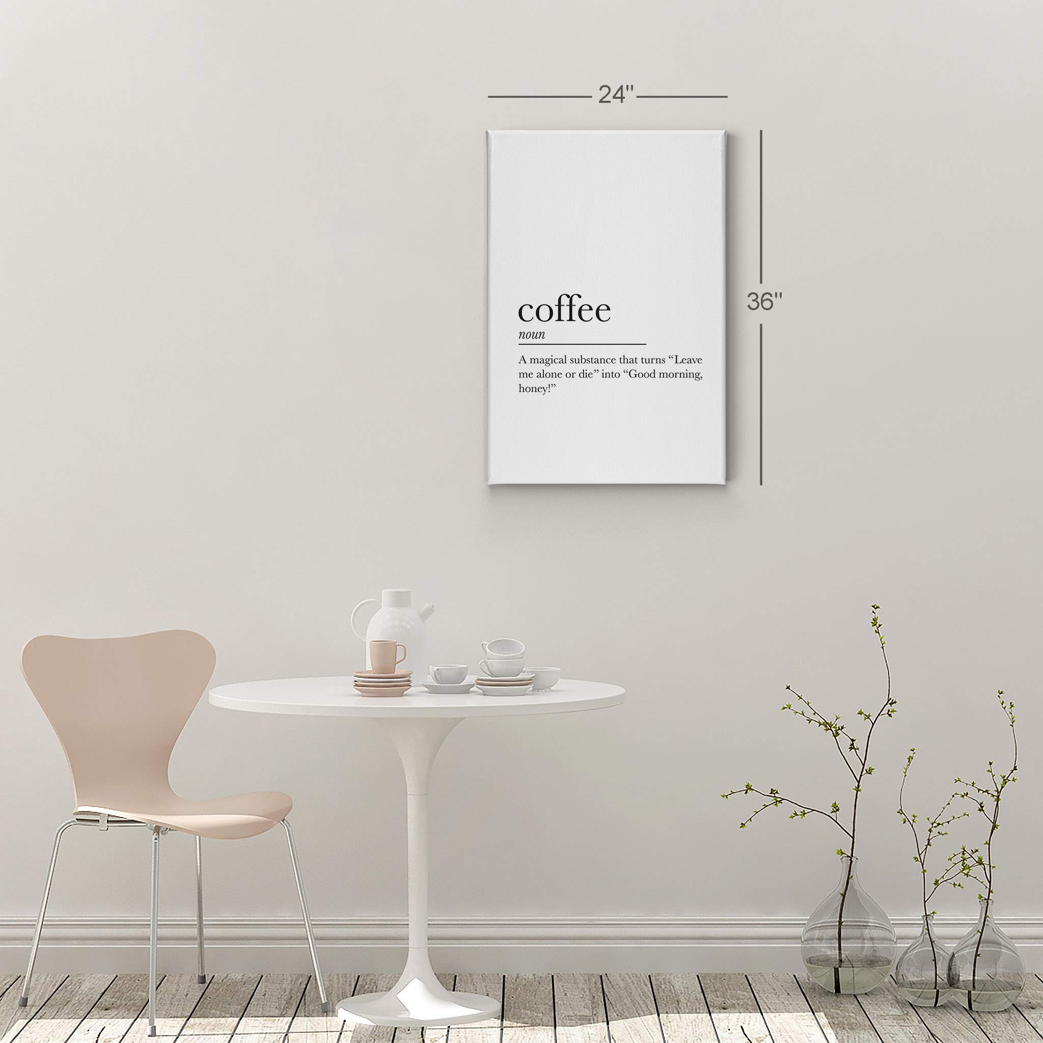 Smile Art Design Coffee Lettering Dictionary Art Noun Definition Canvas Wall Art Print - Inspirational Coffee Sign for Kitchen, Farmhouse, Restaurant & Office Decor - Perfect Gift for Coffee Lovers (36x24)