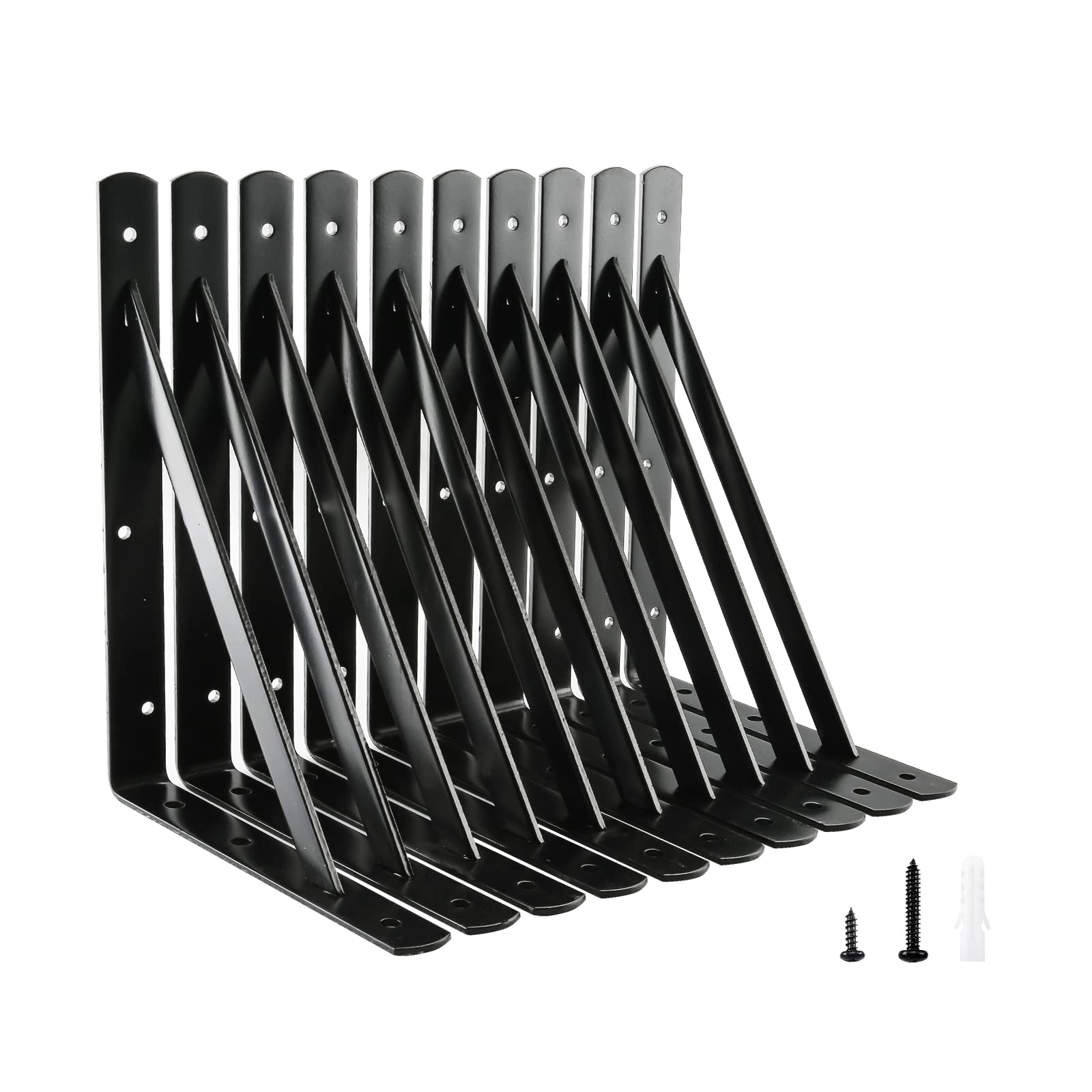 Heavy Duty Shelf L Brackets 12x8 Inch - 10 Pack & Decorative Wall Shelf Brackets 8 Inch - 20 Pack | Sturdy Metal Hardware for Floating Shelves, Bookshelves & Home Organization | Perfect for Living Room, Bedroom, Kitchen Storage