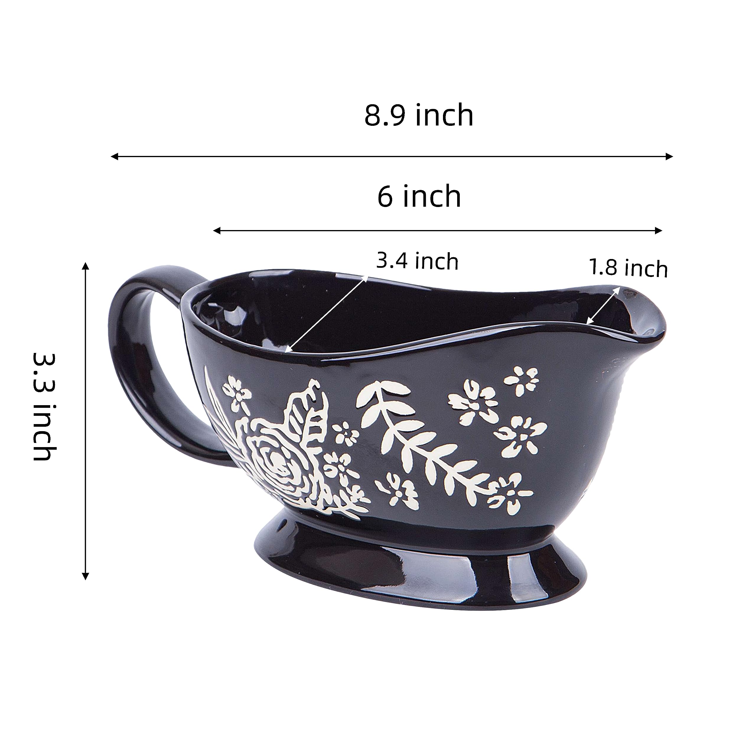 Wisenvoy 20 Oz Porcelain Gravy Boat with Handle - Elegant Sauce Bowl for Thanksgiving, Christmas Dinner & Holiday Entertaining - Perfect for Gravy, Syrup & Dressings