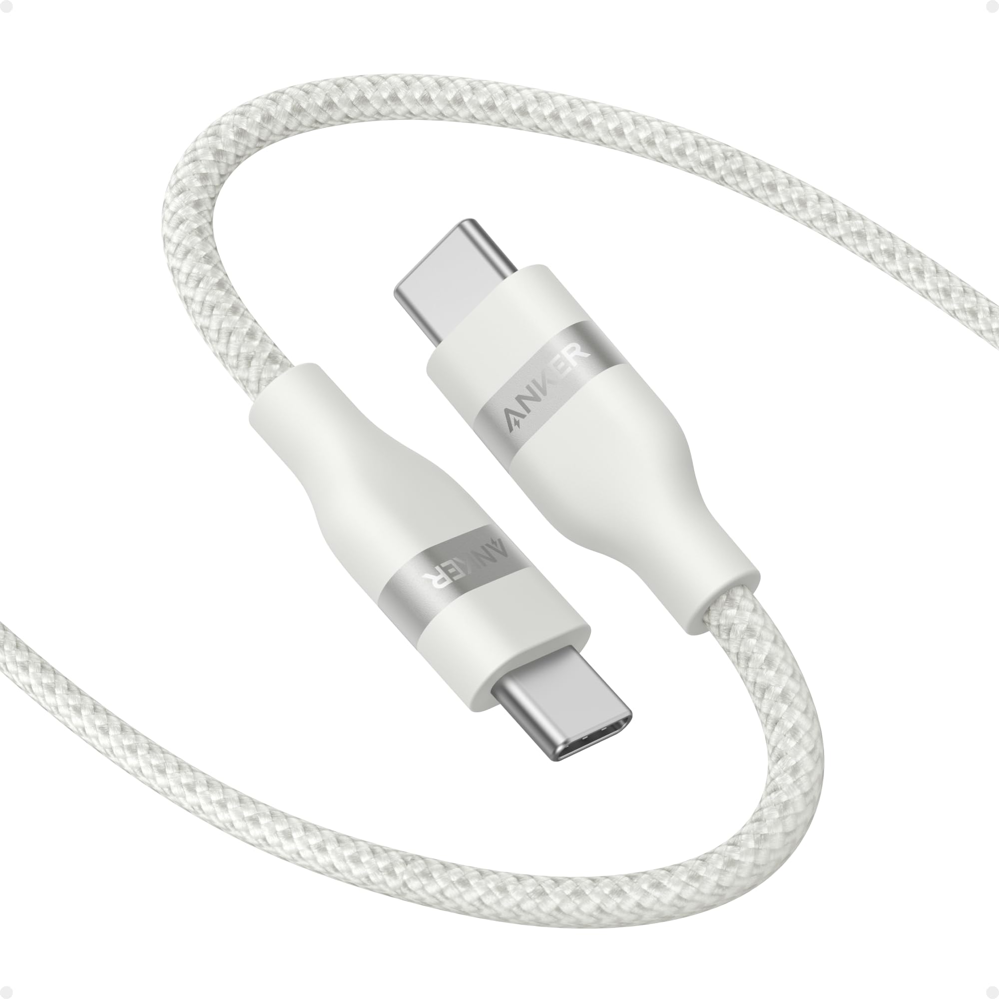 Anker Nano USB C Cable 6ft 240W Fast Charging Braided Type C Charger Cord for iPhone 16/16 Pro/16 Plus/16 Pro Max, MacBook Pro, iPad Pro, Galaxy S24 - Durable & Flexible (White) | Perfect for Home, Office & Travel Charging