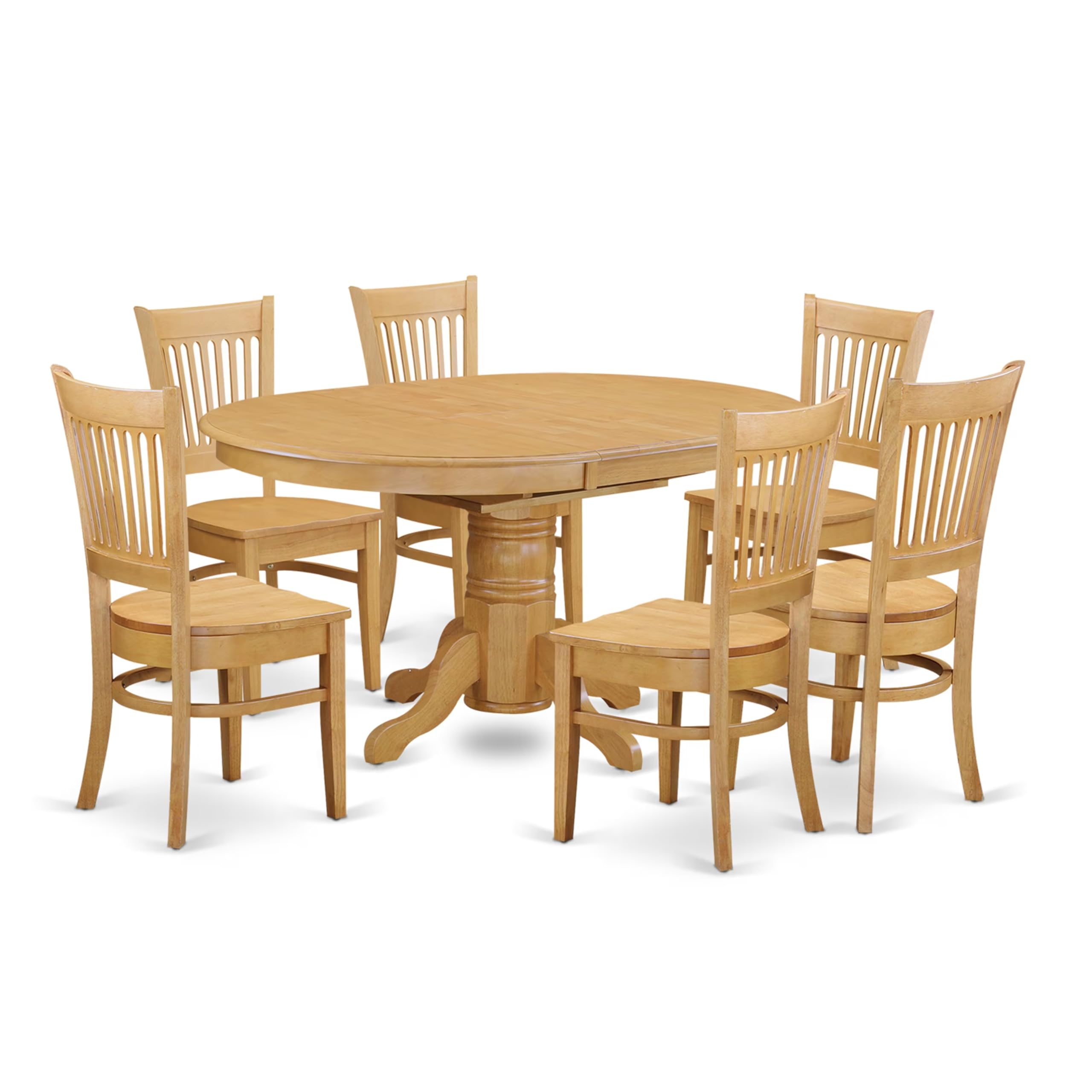 East West Furniture AVVA7-OAK-W 7-Piece Oak Dining Room Set with Oval Table (42x60 Inch) & 6 Chairs - Butterfly Leaf Extension - Perfect for Family Meals and Entertaining Guests