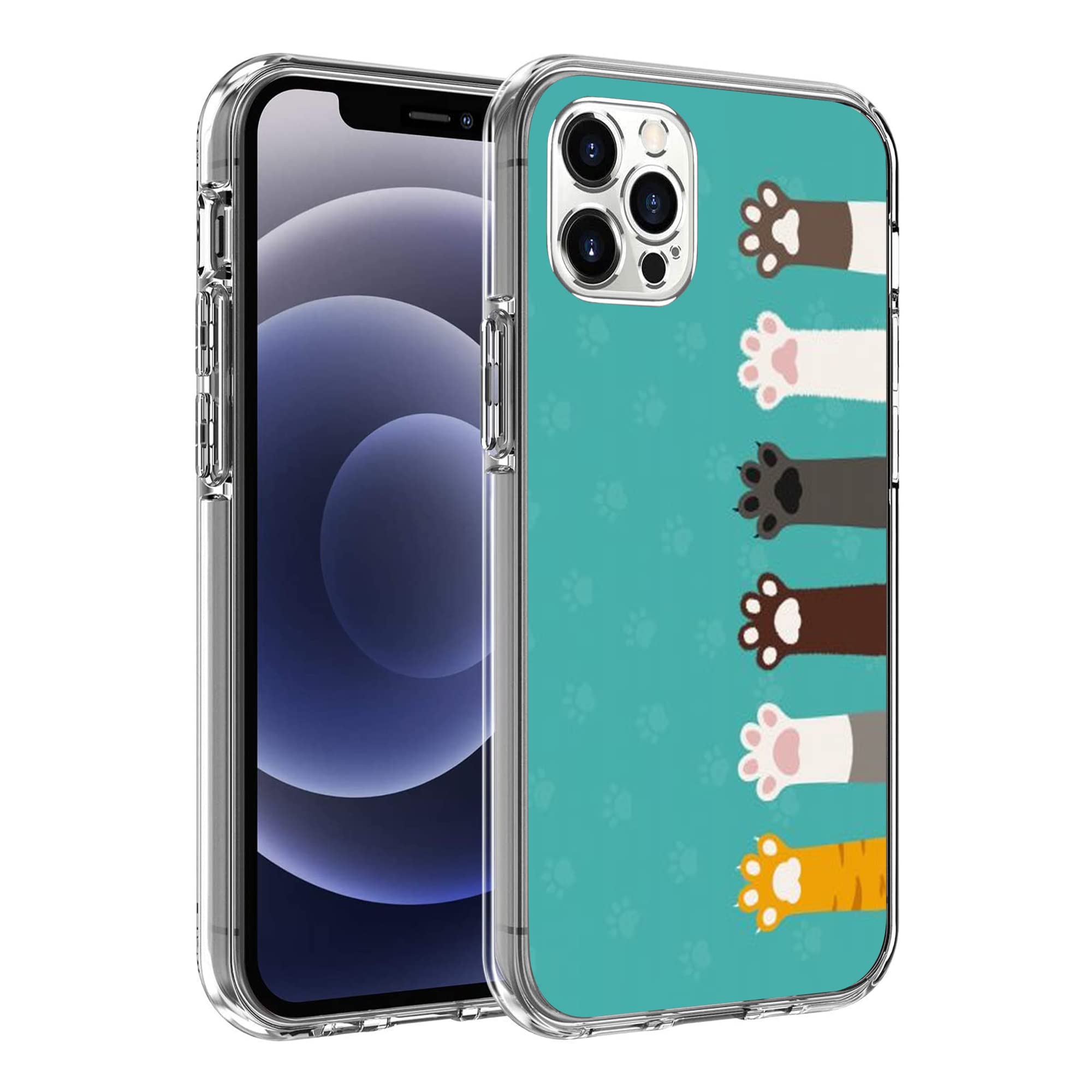 Funny Cute Kawaii Cat Claw Clear Case for iPhone 12/12 Pro - Soft TPU Shockproof Slim Protective Cover - Perfect Gift for Women & Men - Ideal for Daily Use, Work, and Travel