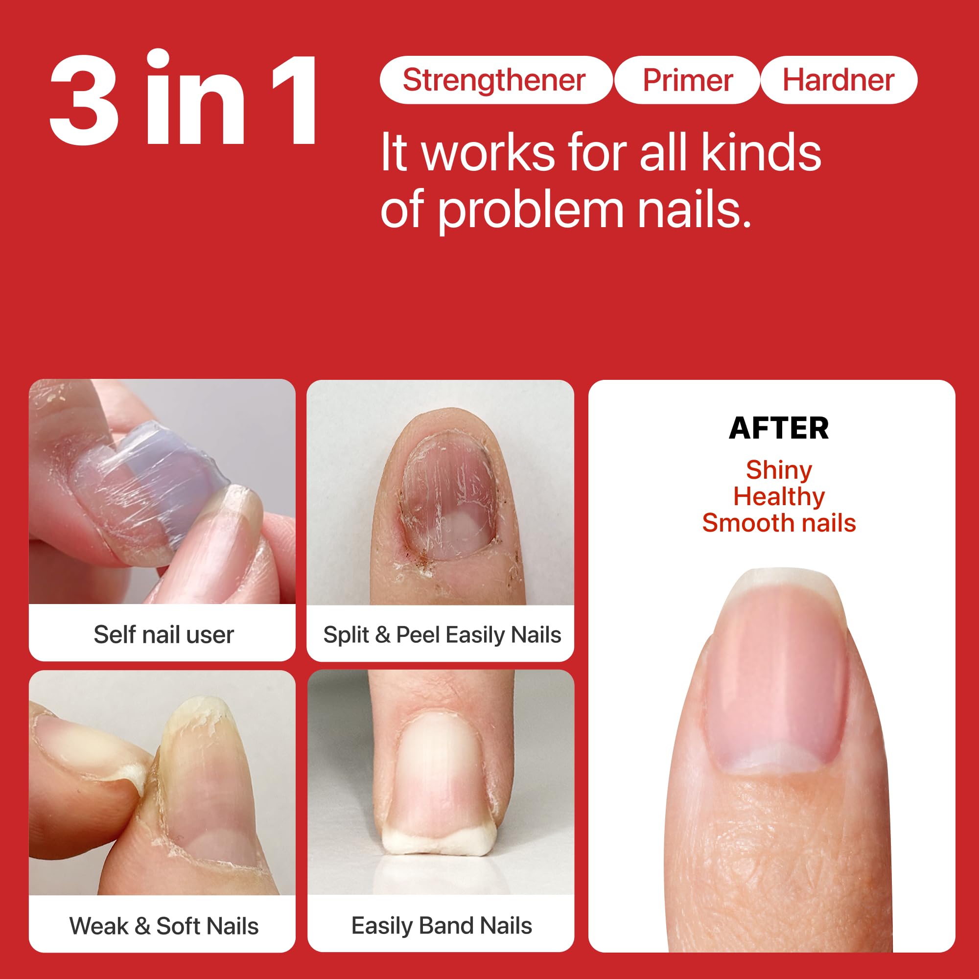 UUUUU. All-in-One Nail Strengthener & Hardener with Vitamins, Collagen & Biotin - Quick-Drying, Odorless, Non-Toxic Nail Primer for Healthy Nails - Perfect for Salon-Quality Manicures at Home