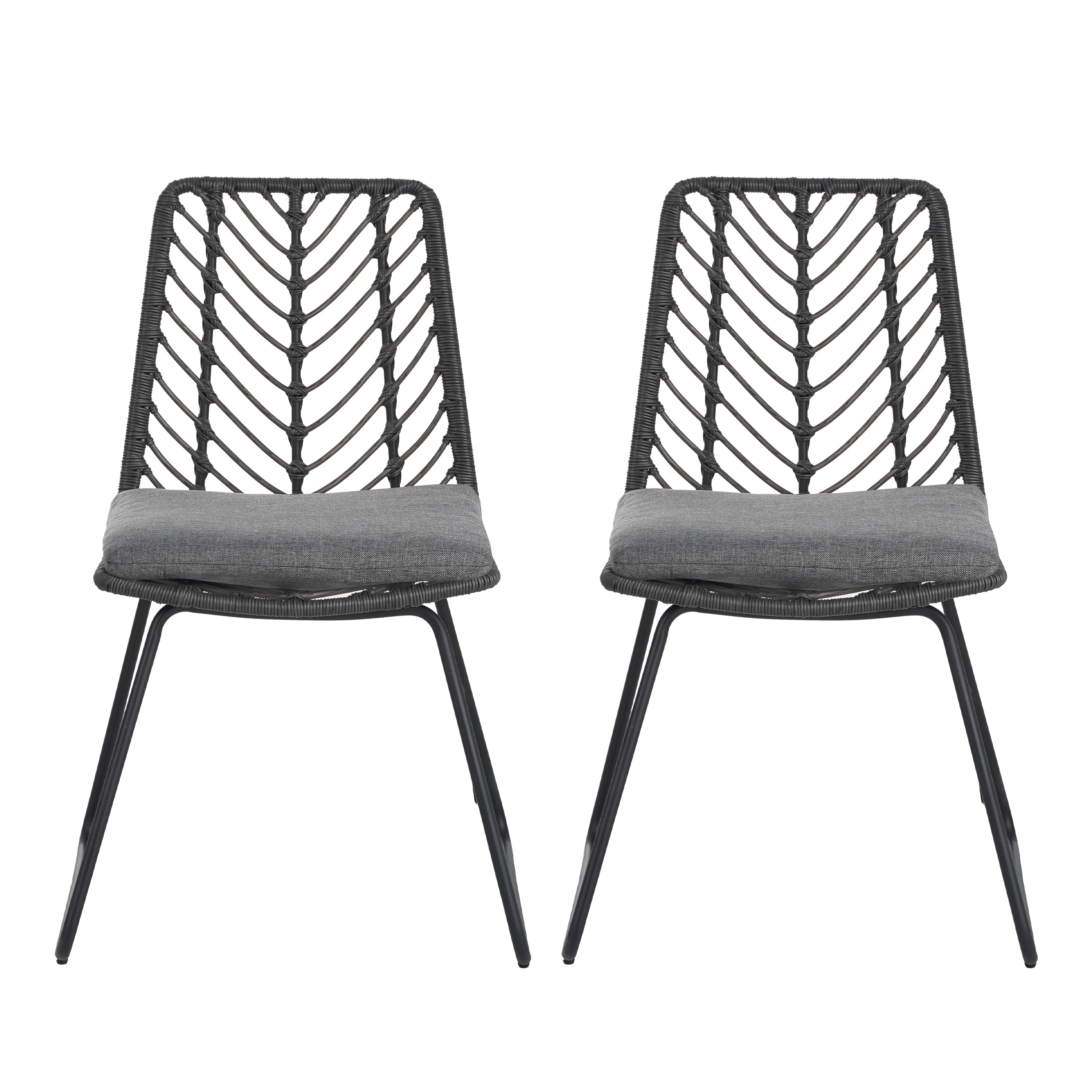 DEJA CHAIR Set of 2 with Cushions - Modern Gray Accent Chairs for Living Room, Bedroom, or Office - Comfortable Lounge Seating for Home Decor