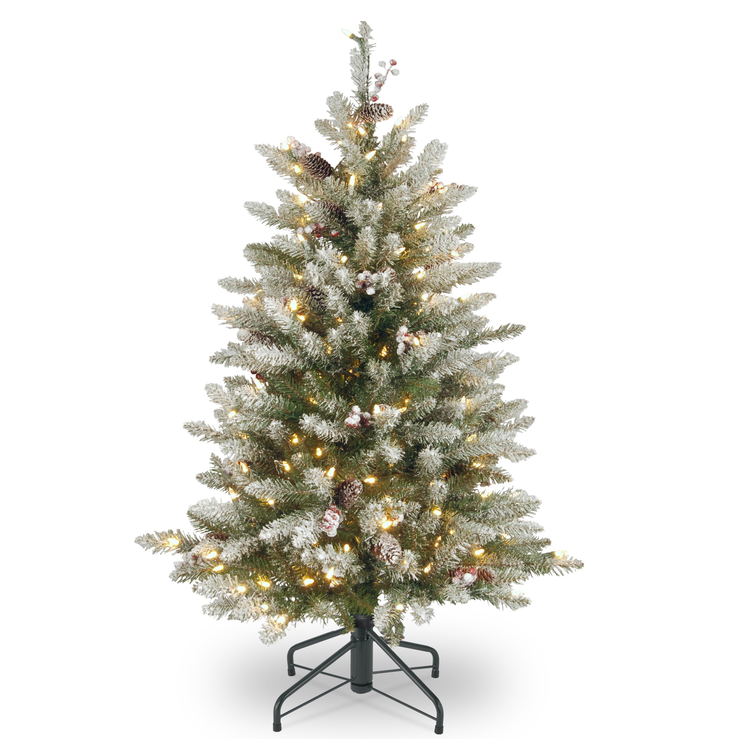 4.5 ft Pre-Lit Dunhill Fir Frosted Artificial Christmas Tree with Clear Lights - Perfect for Home, Office, and Holiday Decorations