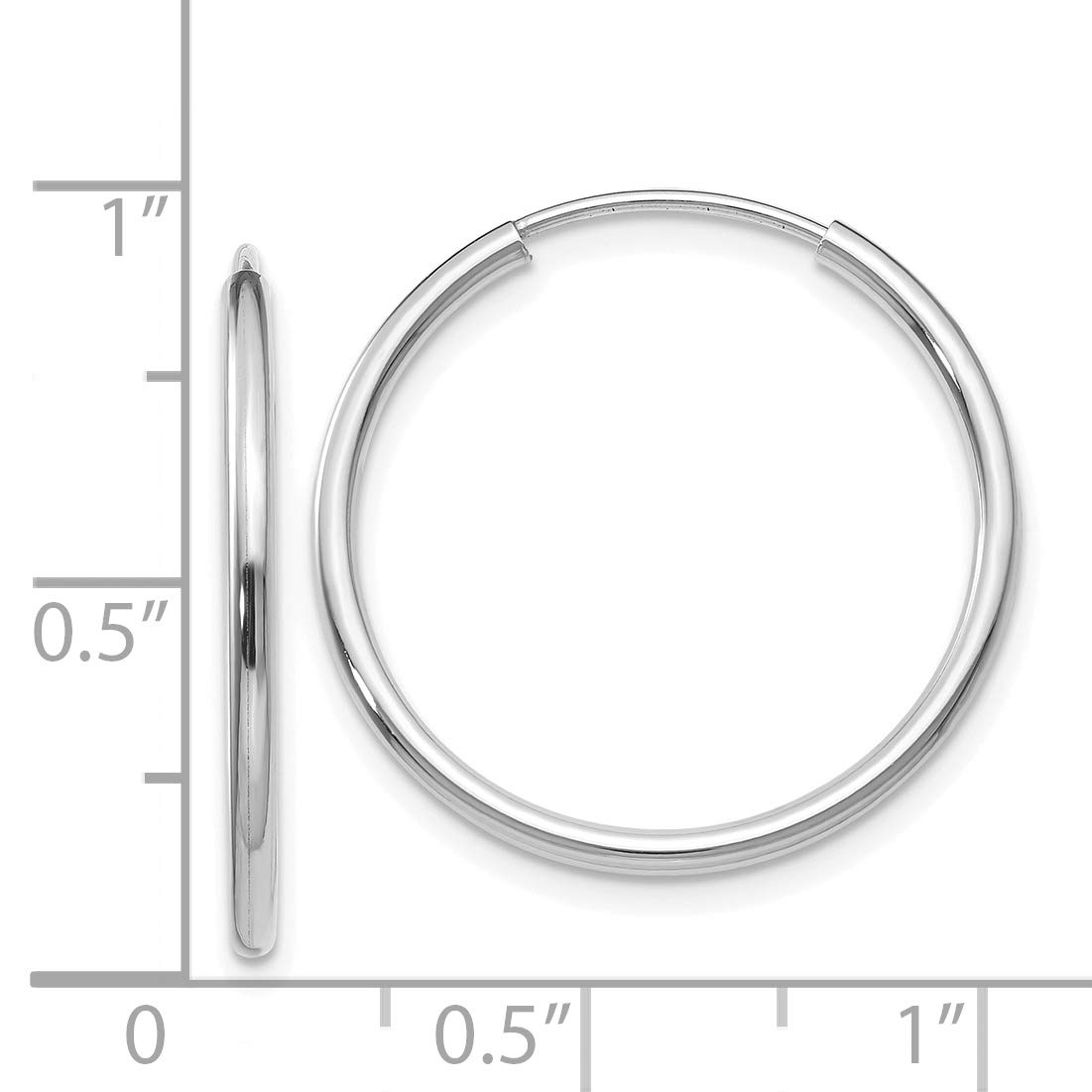 1.5mm Endless Hoop Earrings in 14K White Gold - Polished Finish, Minimalist Dainty Jewelry for Everyday Wear, Gift for Her, Wedding, Anniversary & Special Occasions