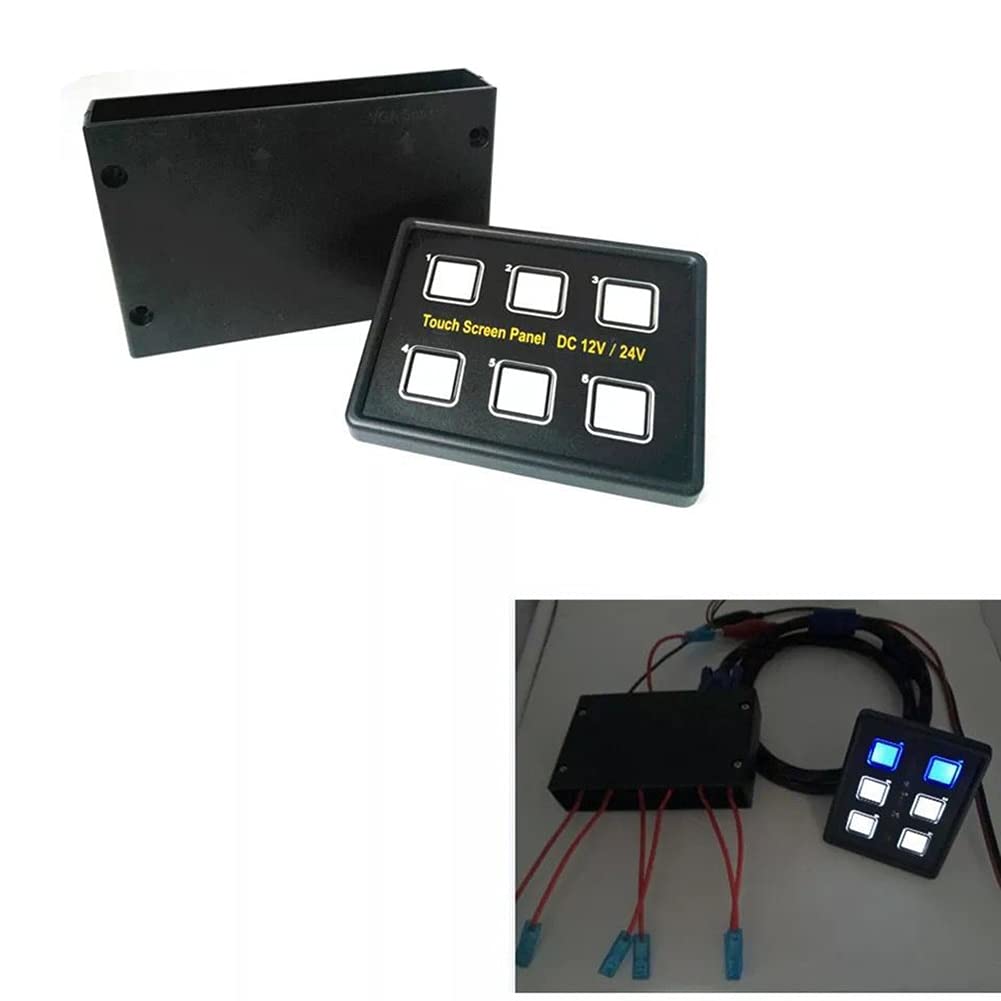 6-Way Switch Capacitive Touch Screen Panel - Waterproof Marine & Automotive Control (Black) - Perfect for Car Dashboard, Boat Console & RV Control Systems